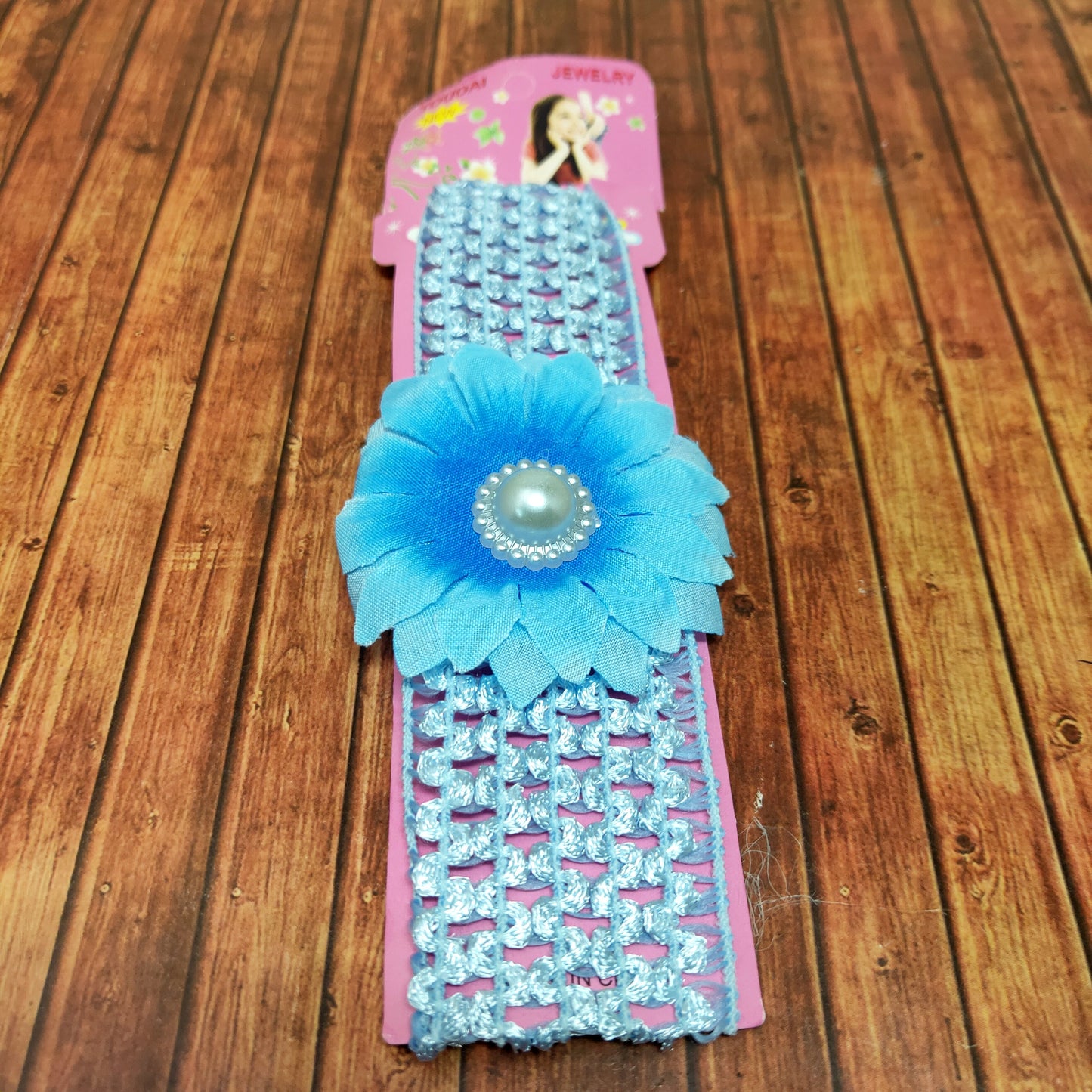 Floral Soft Stretchy Headbands for Baby Girls and Newborn (17-04 Sky Blue Baby Headband)