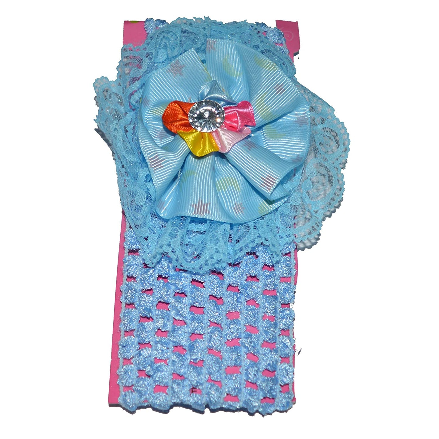 Floral Soft Stretchy Headbands for Baby Girls and Newborn (17-13 Sky Blue Baby Headband)