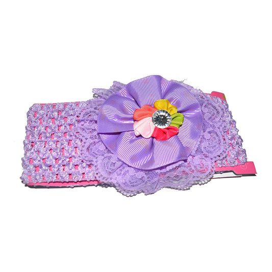 Floral Soft Stretchy Headbands for Baby Girls and Newborn (17-15 Purple Baby Headband)