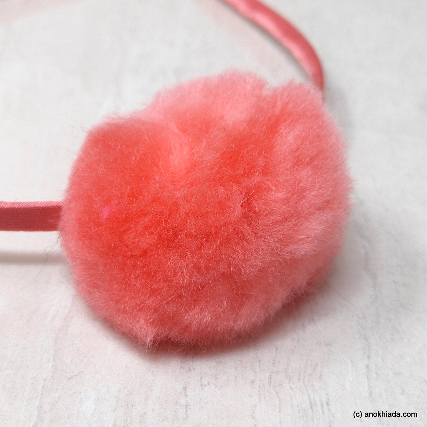 Anokhi Ada Fur Balls with Metal Hairband/Headband for Kids, Girls and Women (Strawberry Pink)- 18-01H