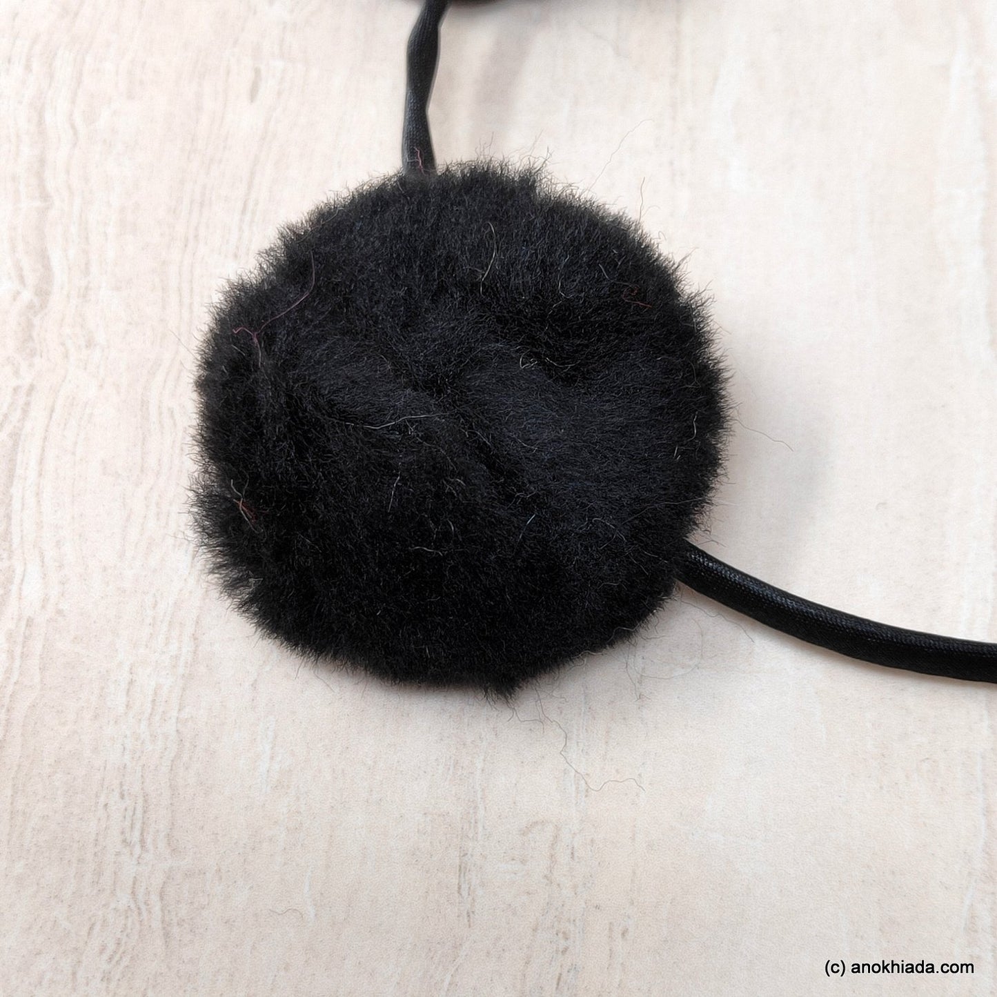Anokhi Ada Fur Balls with Metal Hairband/Headband for Kids, Girls and Women (Black)- 18-04H