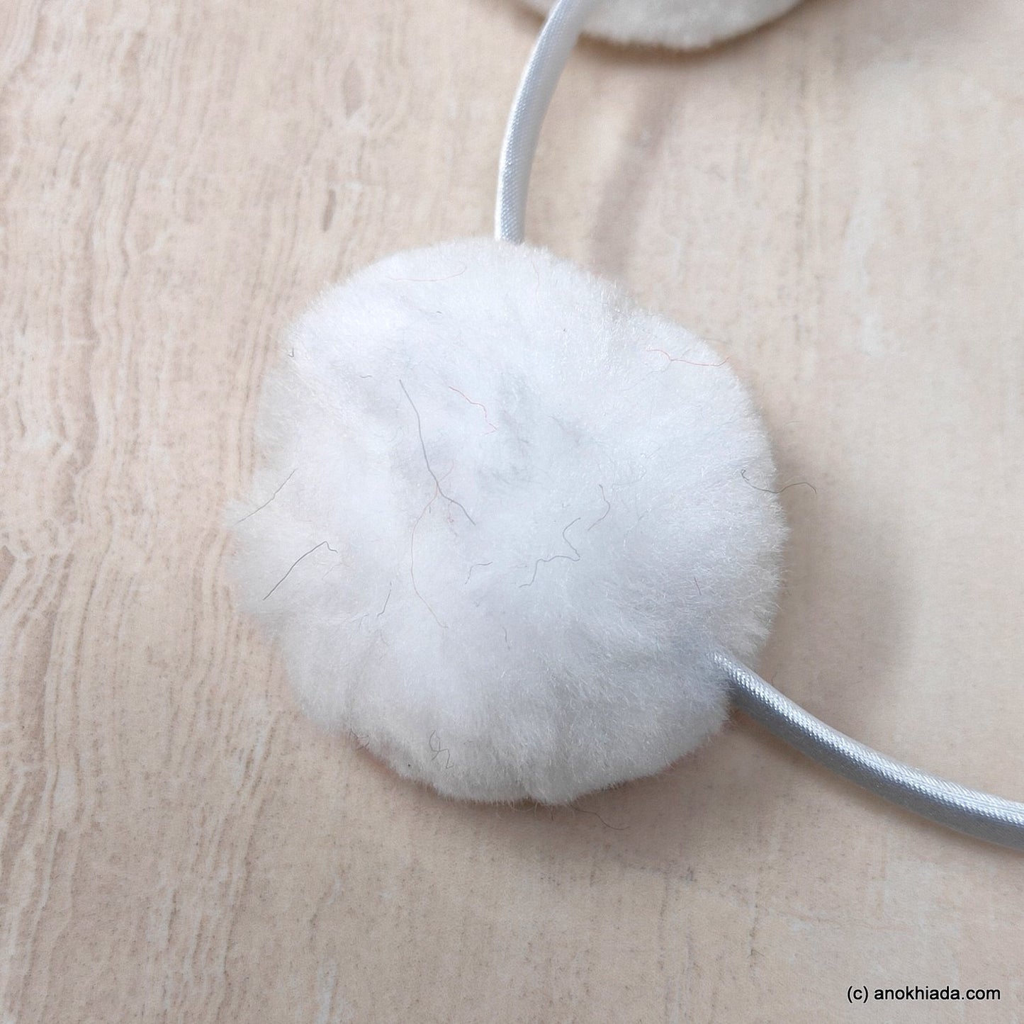 Anokhi Ada Fur Balls with Metal Hairband/Headband for Kids, Girls and Women (White)- 18-05H