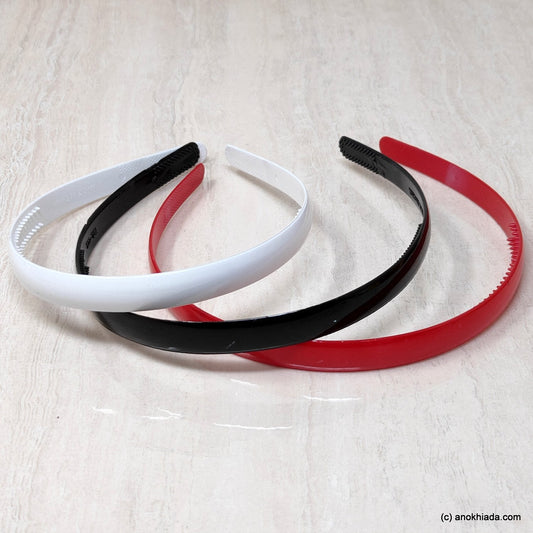 Anokhi Ada Plastic School Color Headbands/Hairbands for Girls (Pack of Three, 19-13)