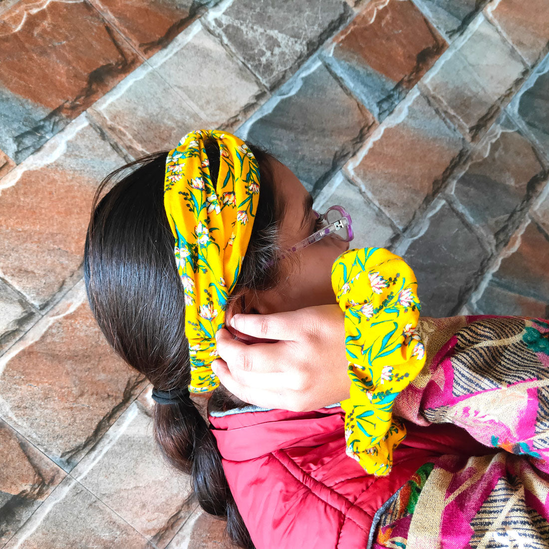 Anokhi Ada Handmade Fabric Scrunchie and Soft Headband Combo for Girls and Women (21-02 Combo)