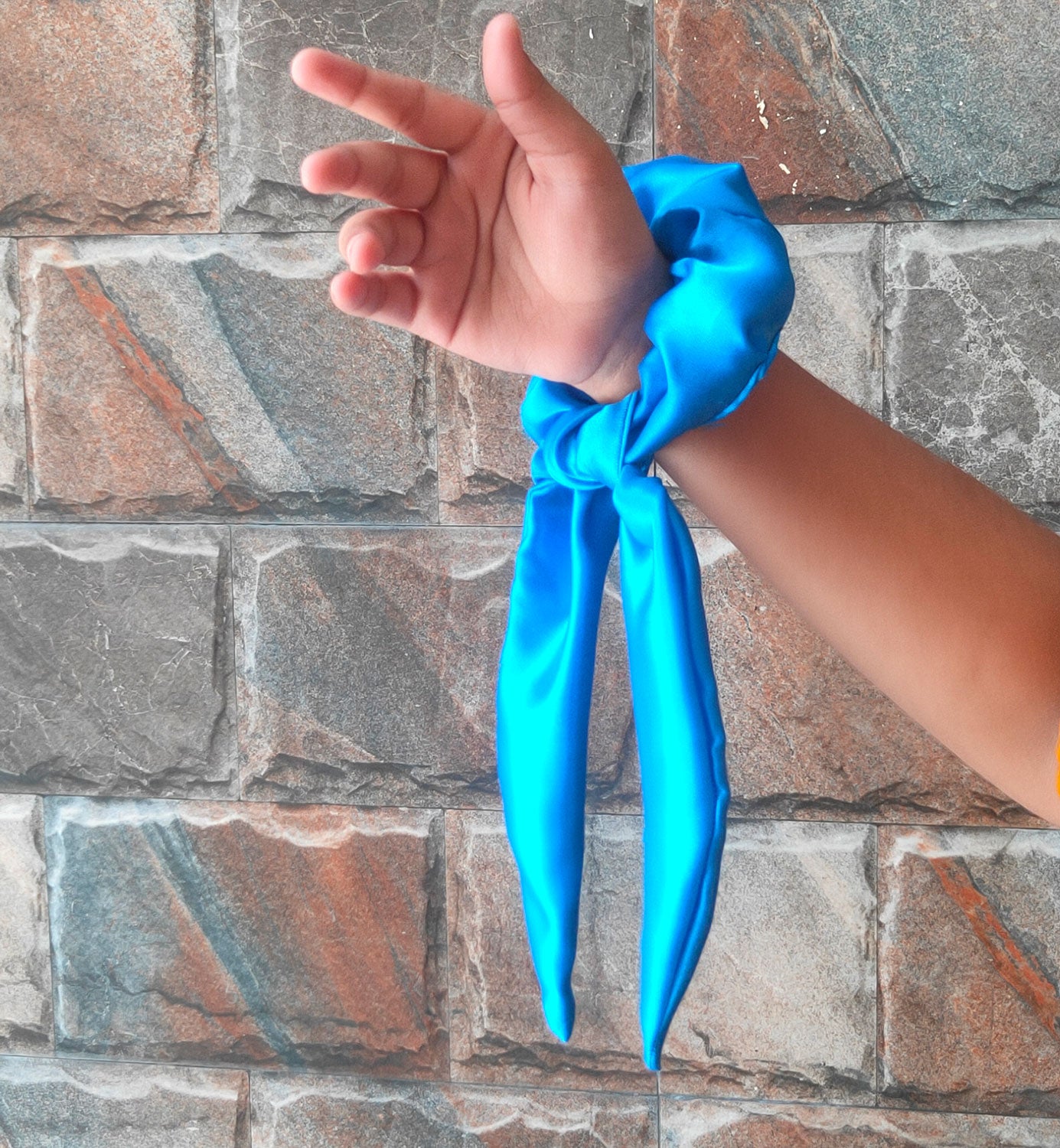 Neon Blue Tail Scrunchie (24-07)