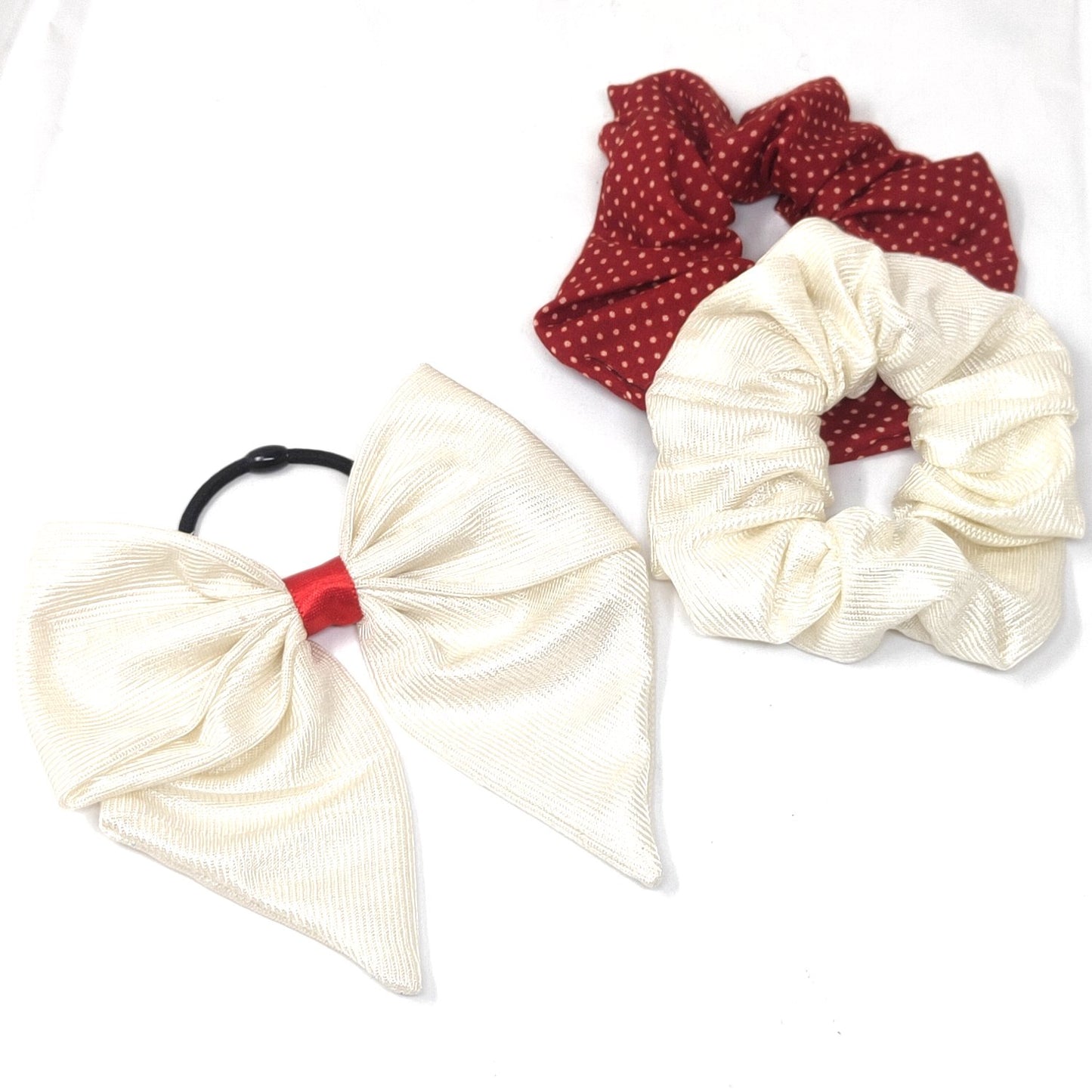Scrunchies and Bow Hair Tie Christmas Combo (30-08, Pack of Three)