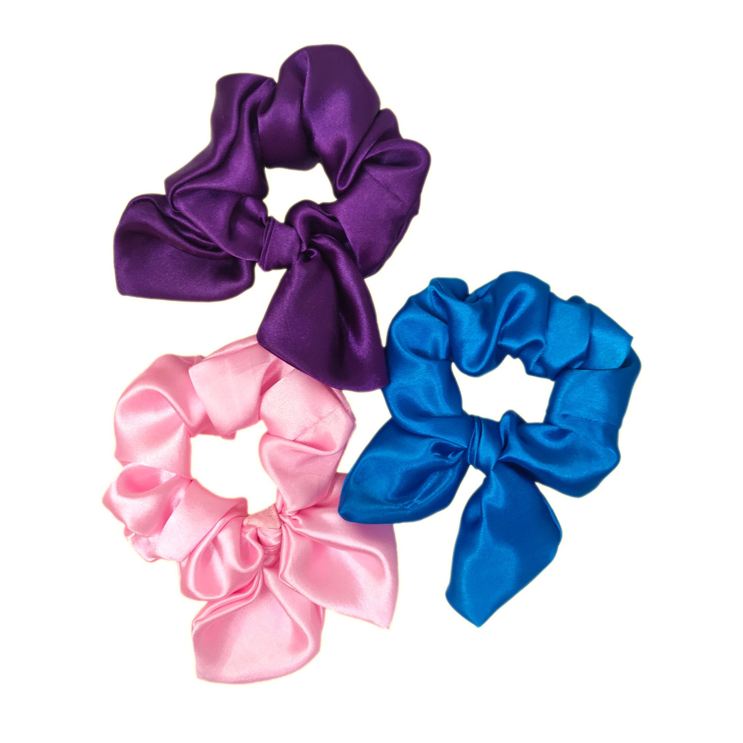 Bunny Ear Satin Scrunchies Combo (Pack of 3 , Assorted Color)
