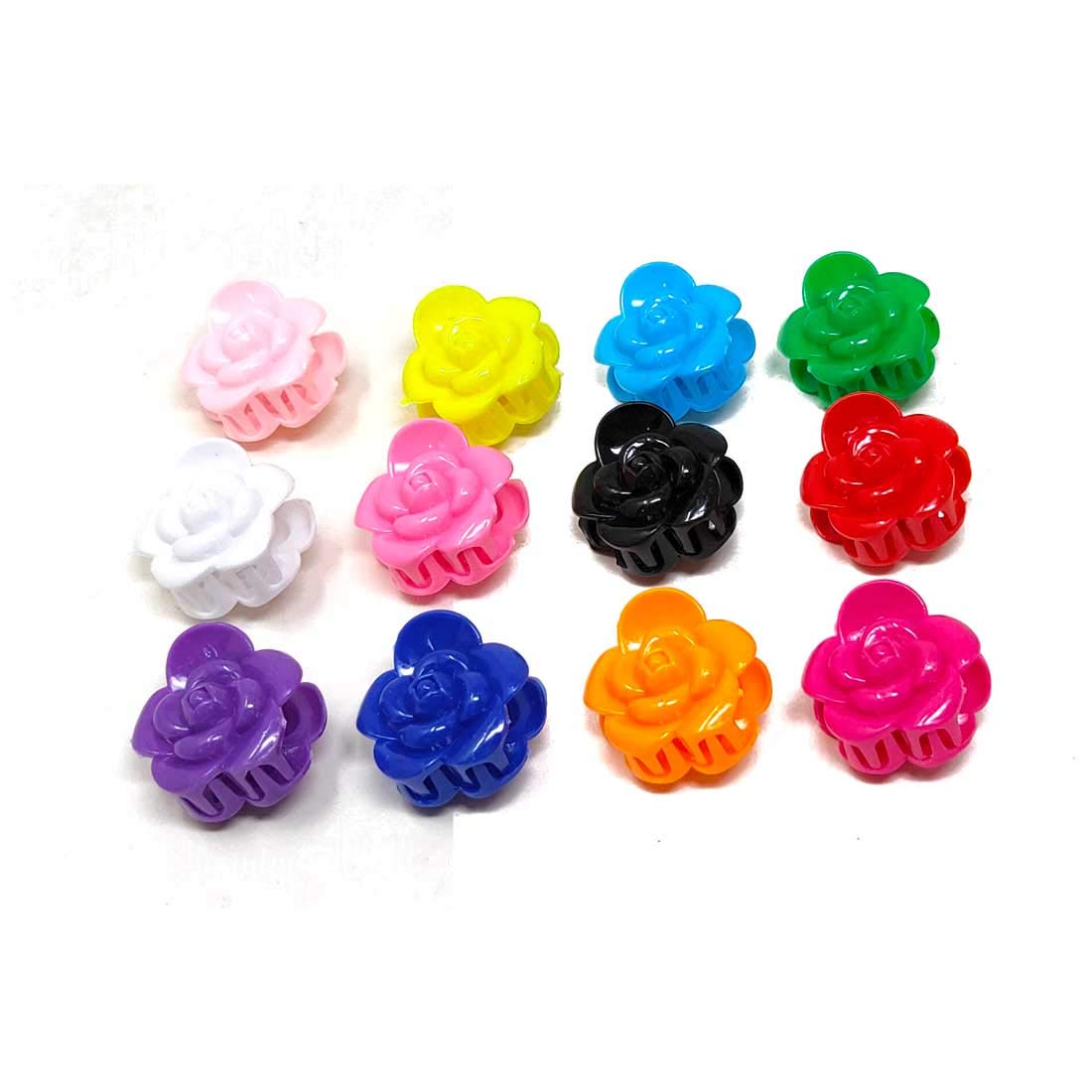 Anokhi Ada Floral Plastic Small Hair Clutchers / Hair Claws for Girls and Women (Multi-Colour; Pack of 12) 95-02