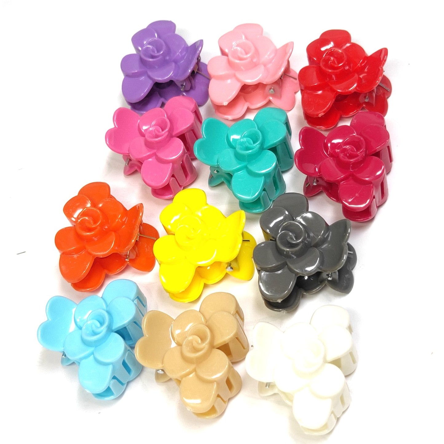 Anokhi Ada Floral Plastic Small Hair Clutchers / Hair Claws for Girls and Women (Multi-Colour; Pack of 12) 95-05