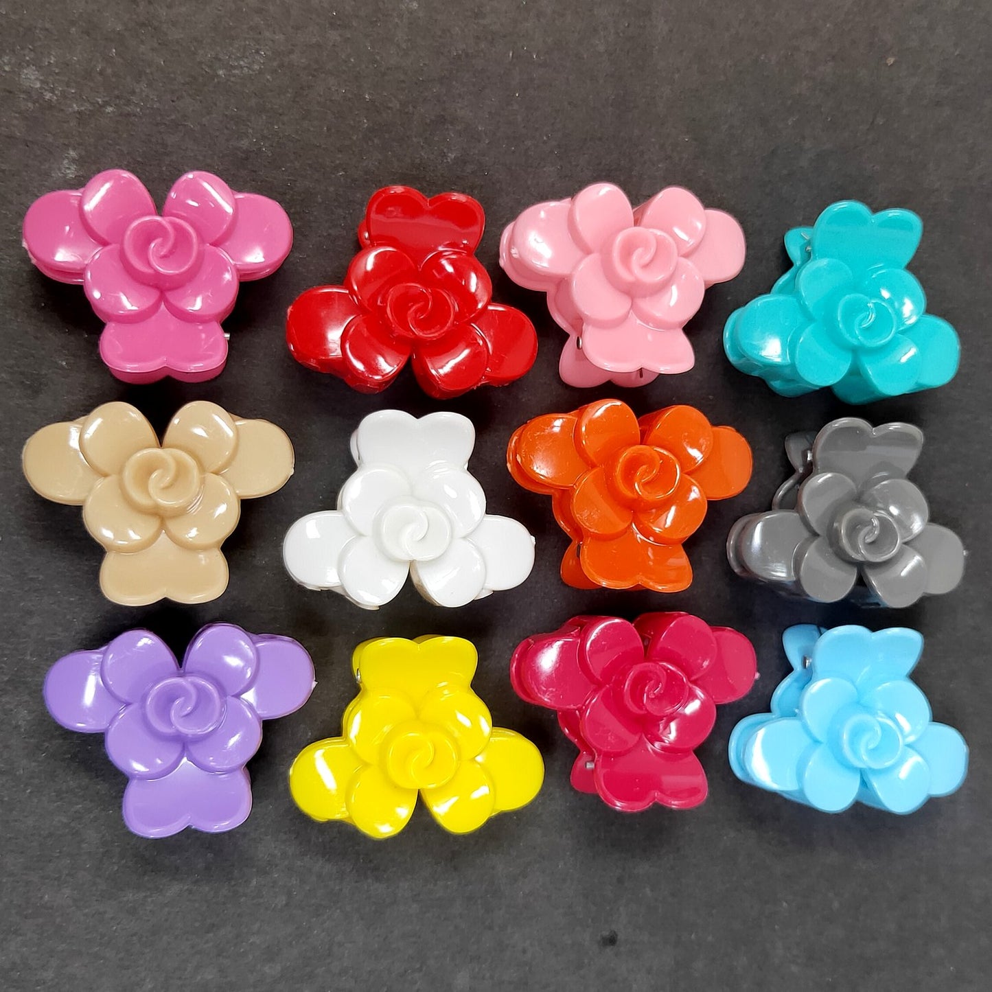 Anokhi Ada Floral Plastic Small Hair Clutchers / Hair Claws for Girls and Women (Multi-Colour; Pack of 12) 95-05