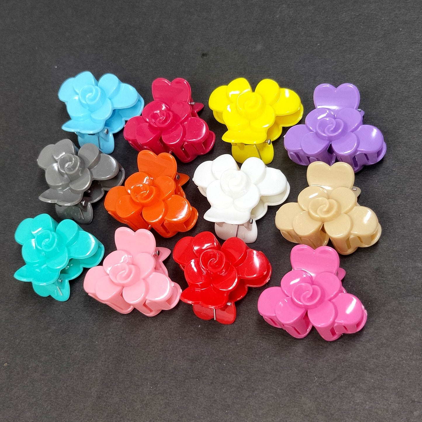 Anokhi Ada Floral Plastic Small Hair Clutchers / Hair Claws for Girls and Women (Multi-Colour; Pack of 12) 95-05