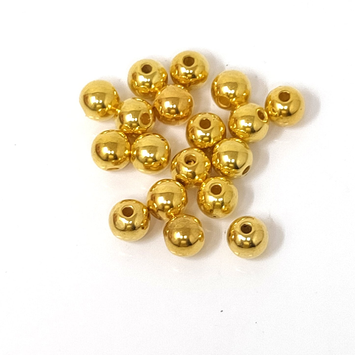 8 mm Golden Plastic Beads for Jewellery Making and Decoration (100 Beads) - 96-06