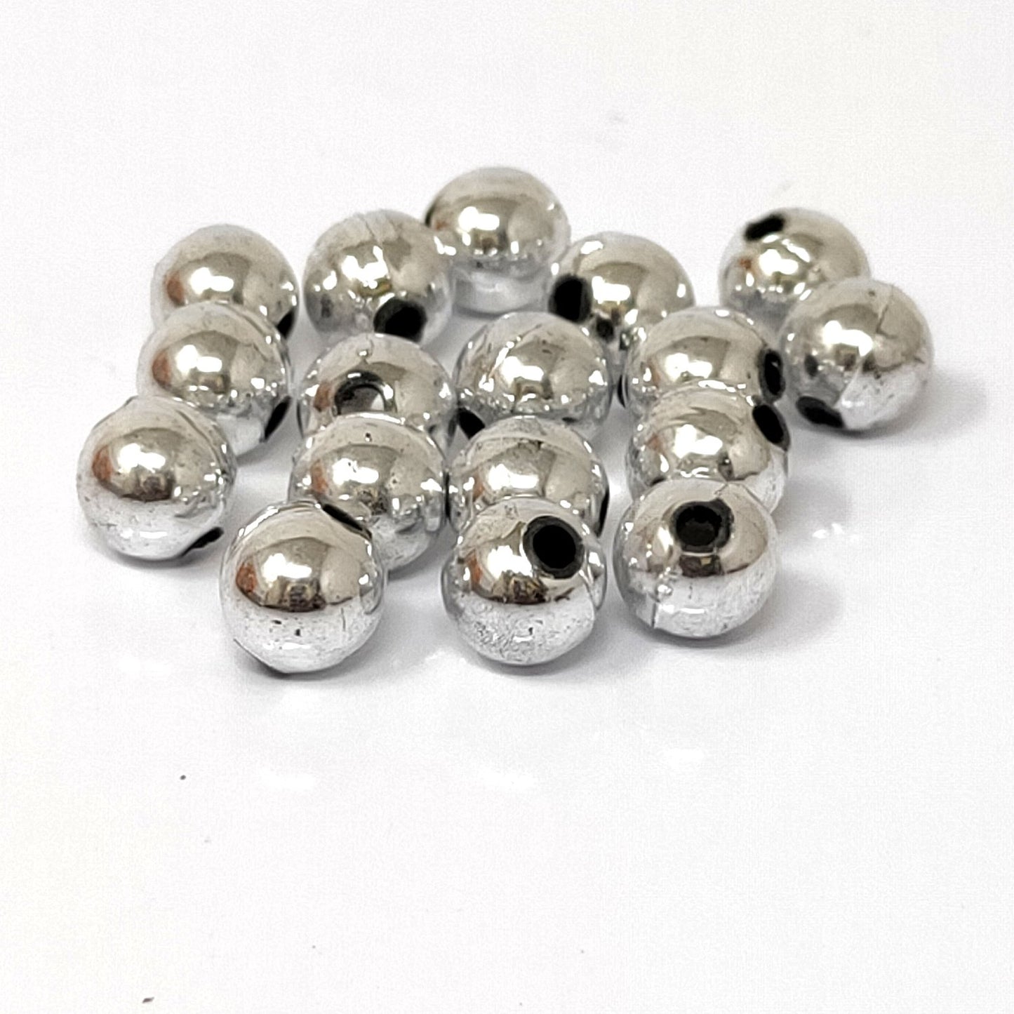 8 mm g Silver Plastic Beads for Jewellery Making and Decoration (100 Beads) - 96-07