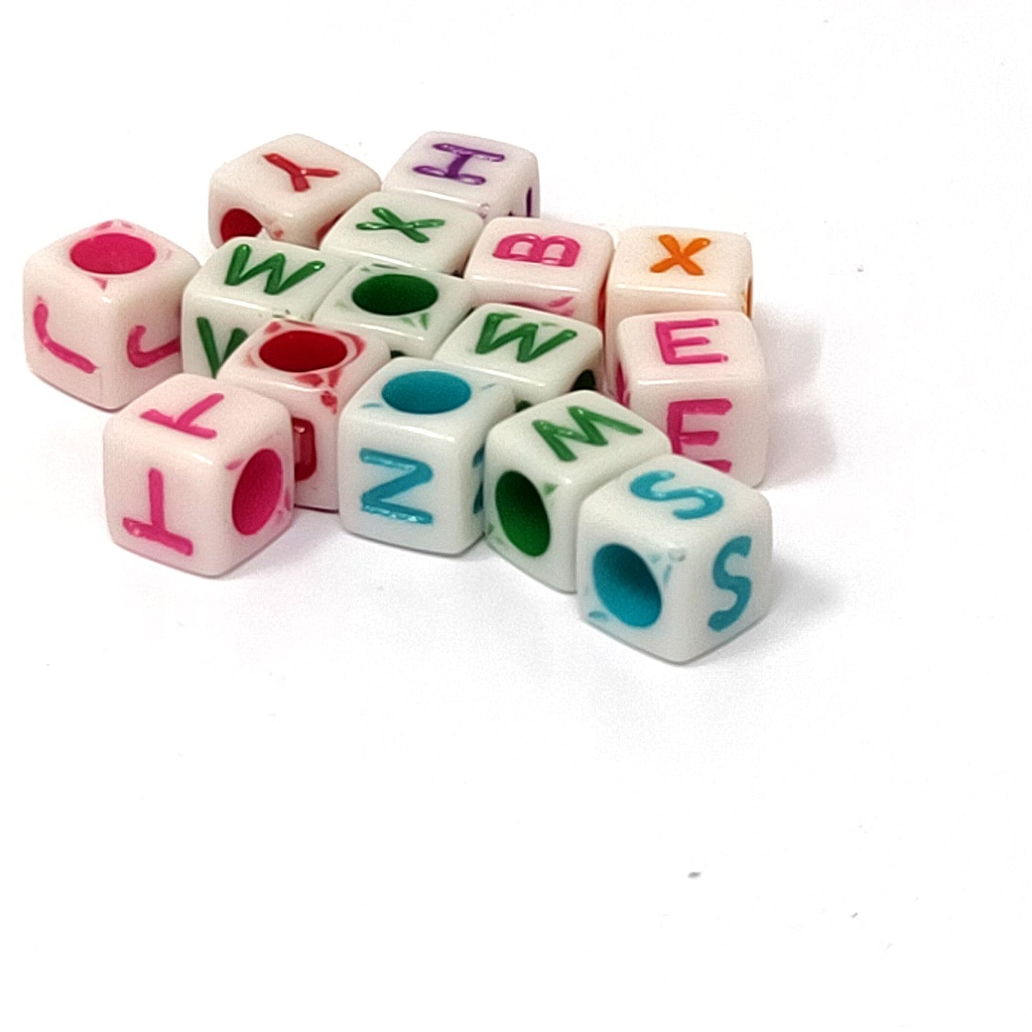 5 mm Plastic Alphabetic Cube Beads for Jewellery Making and Decoration (100 Beads) - 96-08