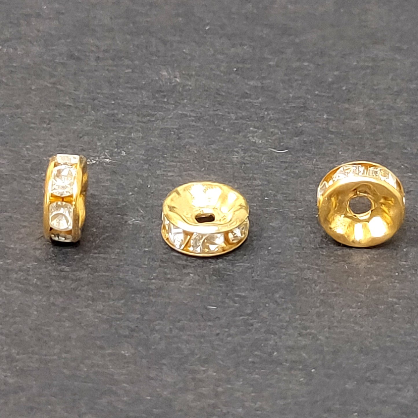 8 mm Spacer Beads with Stone Studded for Making Jewellery (100 Beads) - 96-21