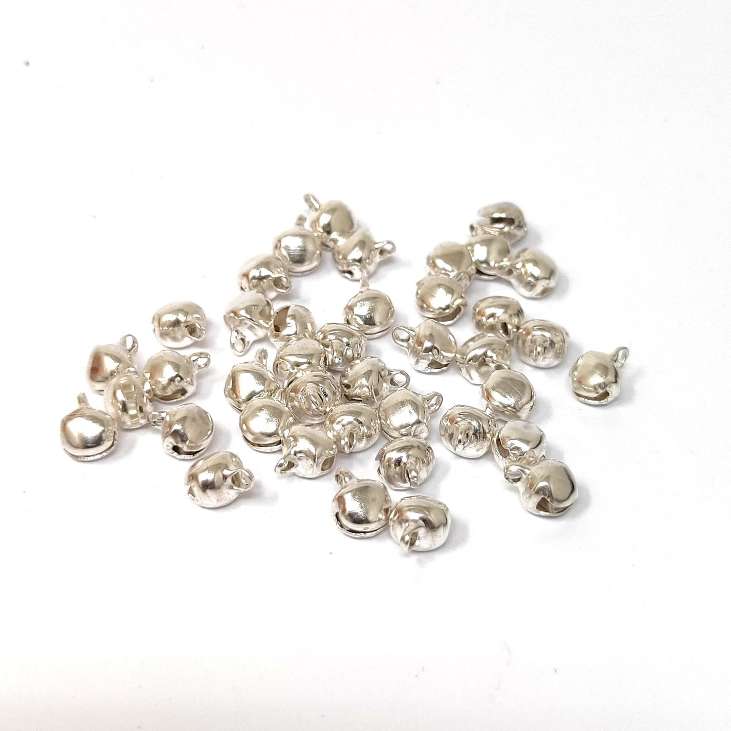8 mm Silver Ghungroo Beads for Making Jewellery (100 Beads) - 96-23