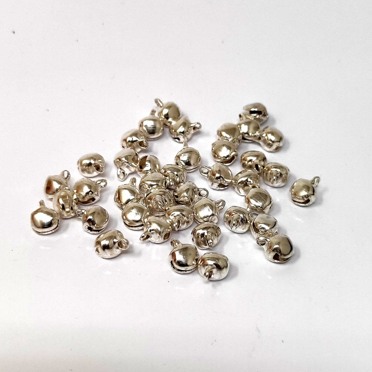 8 mm Silver Ghungroo Beads for Making Jewellery (100 Beads) - 96-23