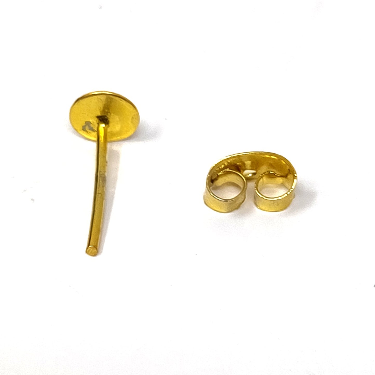12 mm Golden Stud Head Pins with Brass Push lock Earring Back for Making Earrings (25 Pcs) - 96-28