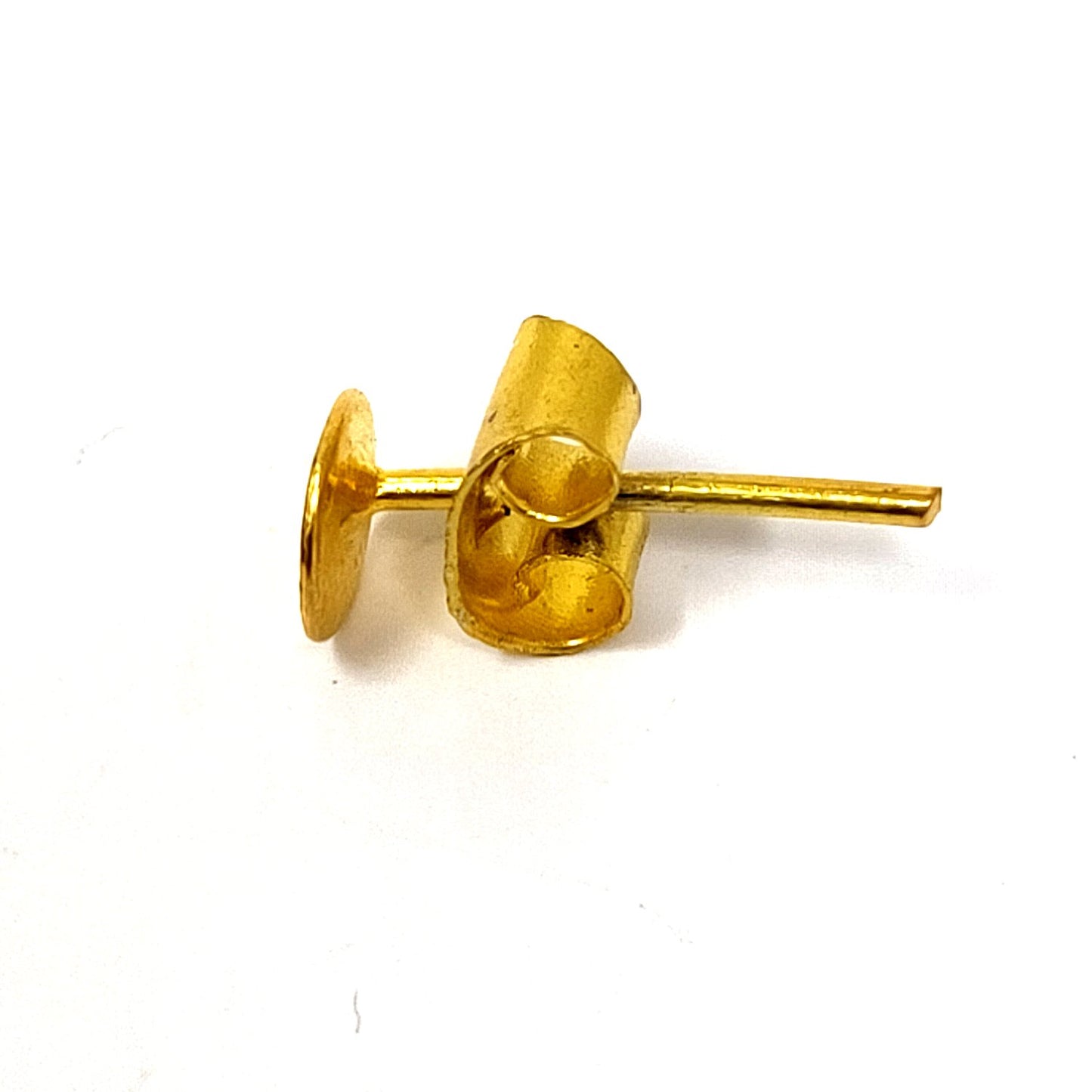 12 mm Golden Stud Head Pins with Brass Push lock Earring Back for Making Earrings (25 Pcs) - 96-28
