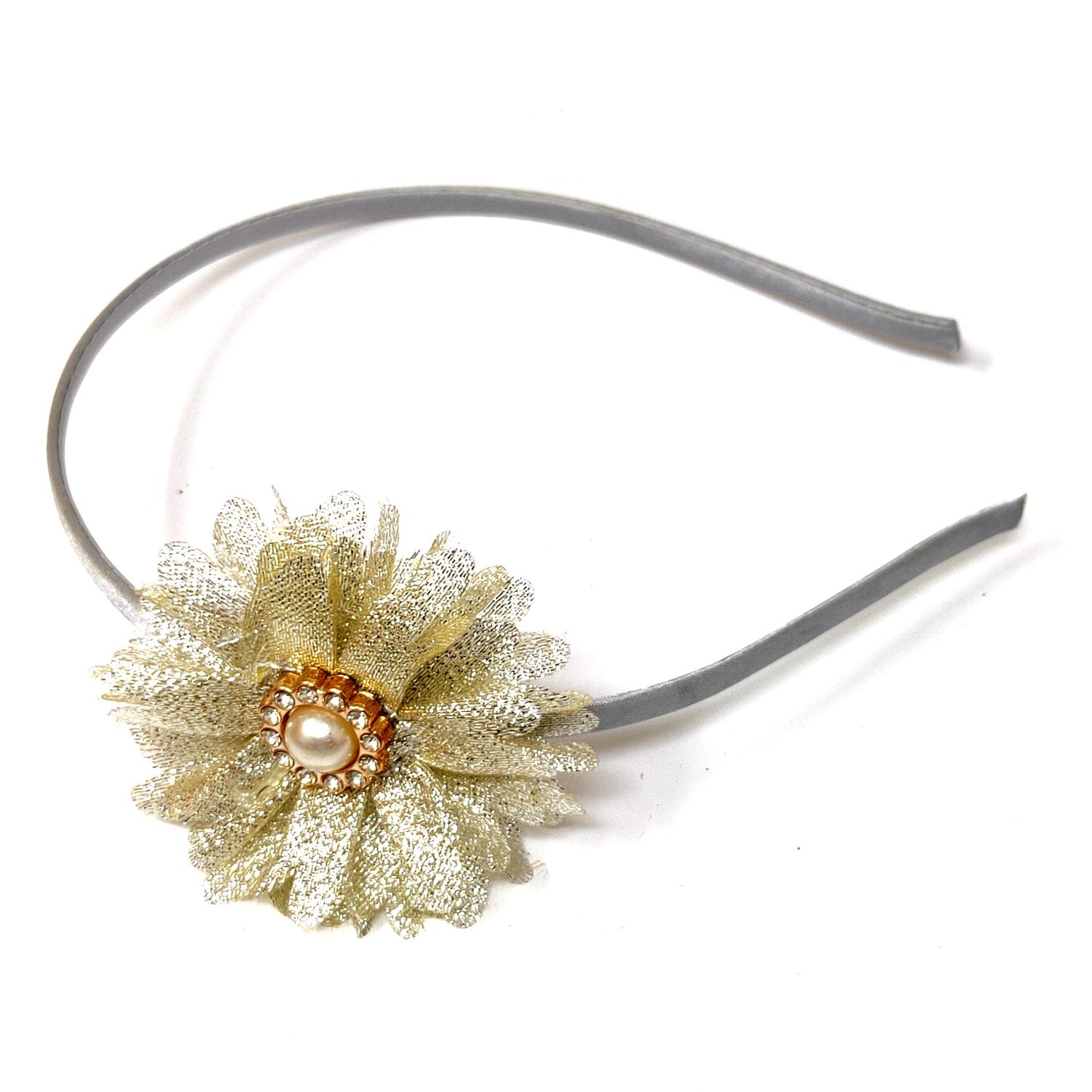 Anokhi Ada Floral with Metal Hairband/Headband for Kids, Girls and Women (Silver, 97-06)