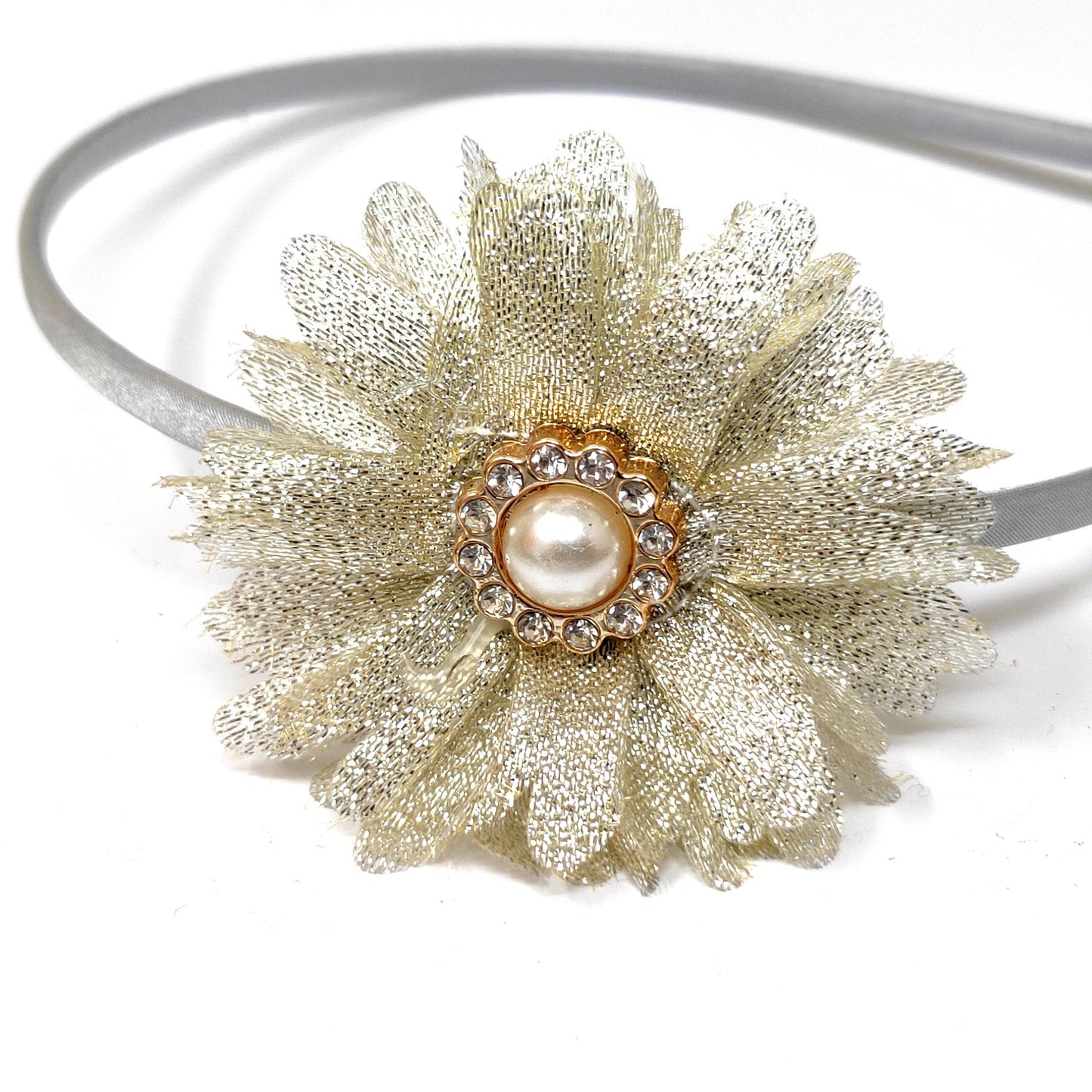 Anokhi Ada Floral with Metal Hairband/Headband for Kids, Girls and Women (Silver, 97-06)