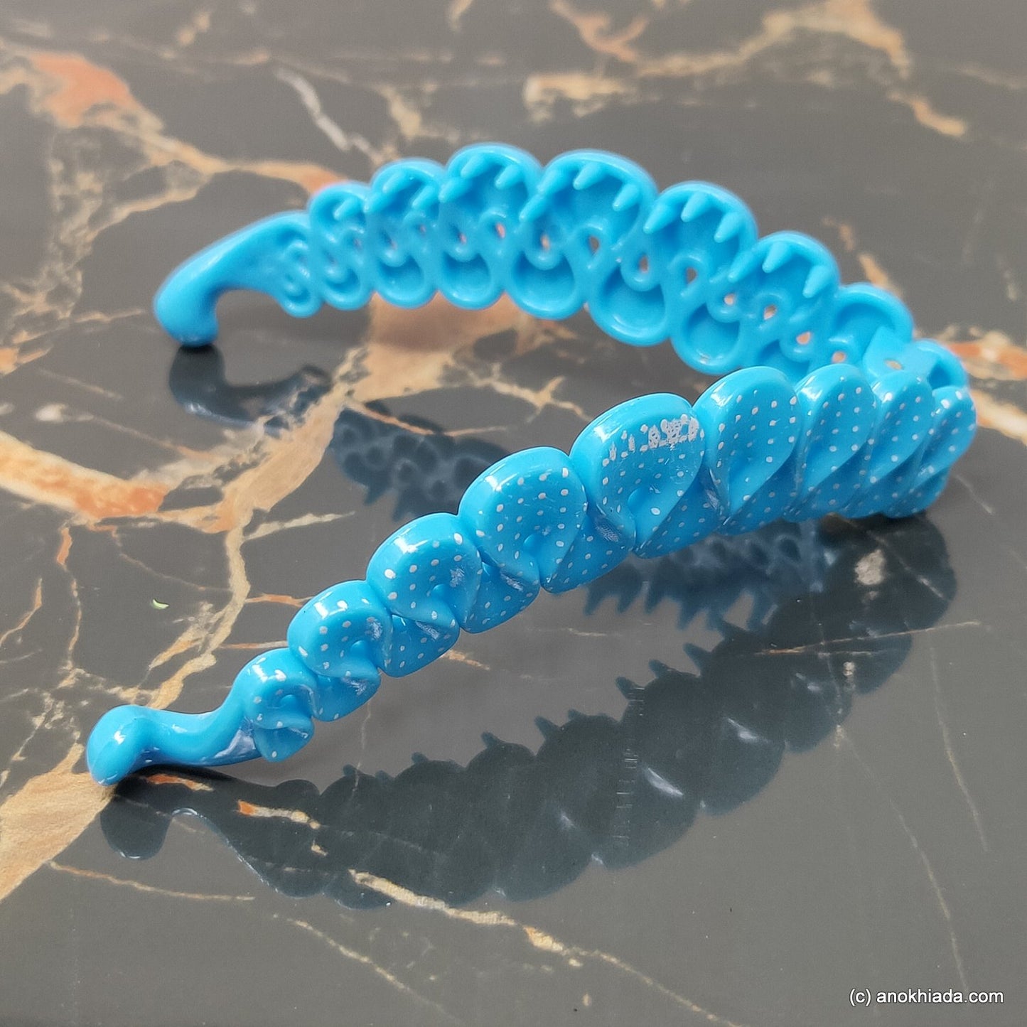 Ruffle Design Small Blue Banana Hair Clip for Girls & Woman (98-15c Banana Hair Clips)