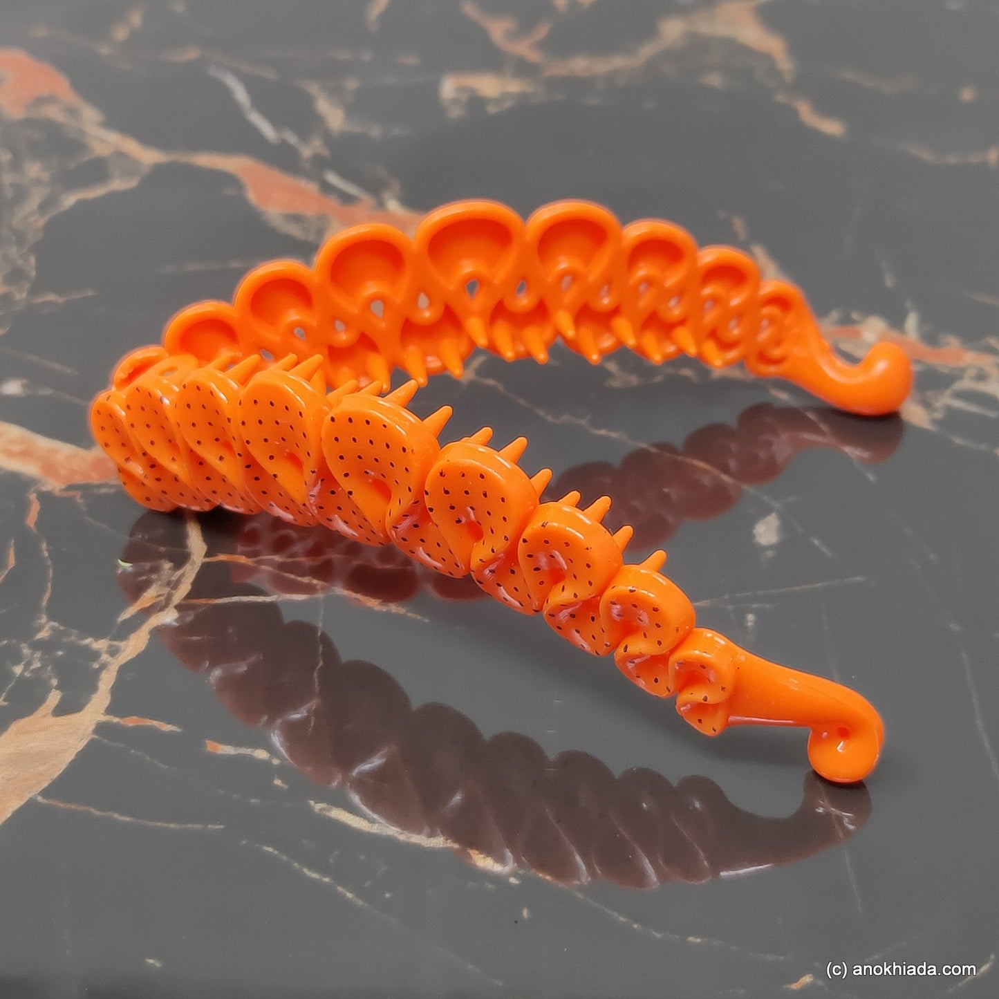 Ruffle Design Small Orange Banana Hair Clip for Girls & Woman (98-15d Banana Hair Clips)
