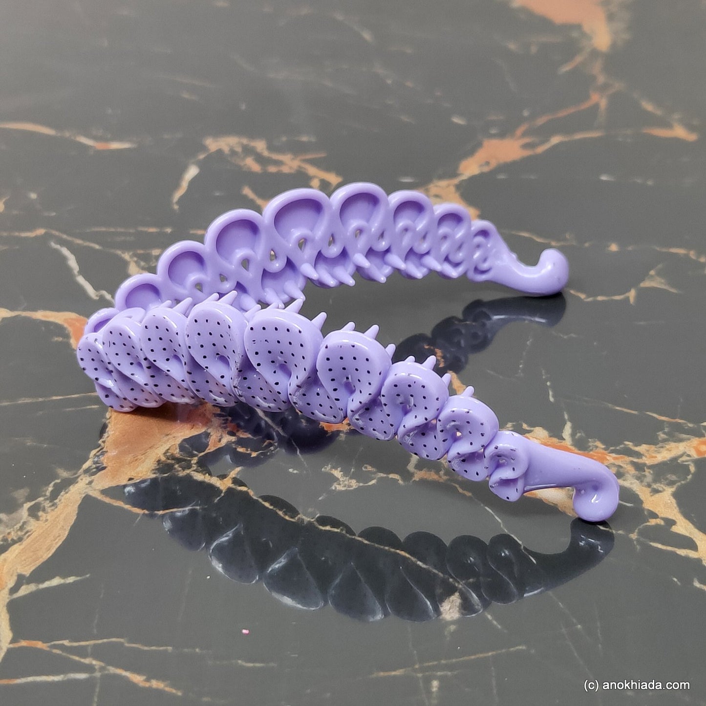 Ruffle Design Small Purple Banana Hair Clip for Girls & Woman (98-15f Banana Hair Clips)