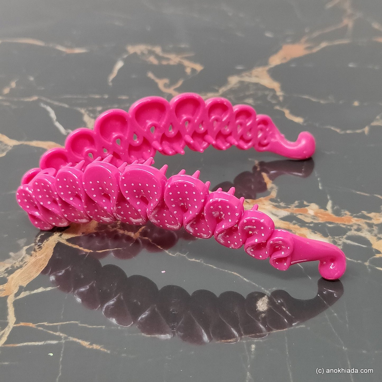 Ruffle Design Small Hot Pink Banana Hair Clip for Girls & Woman (98-15i Banana Hair Clips)