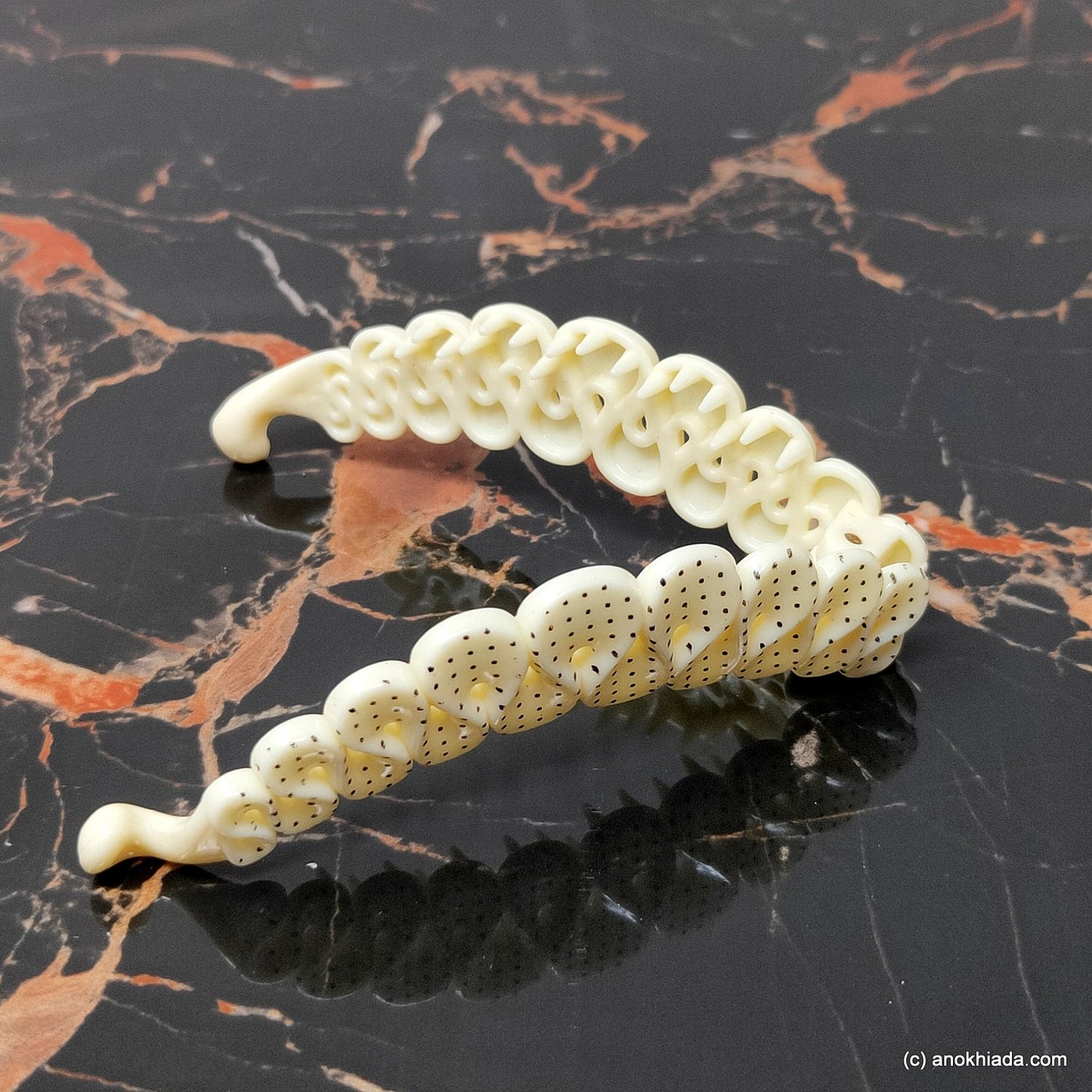 Ruffle Design Small Off White Banana Hair Clip for Girls & Woman (98-15j Banana Hair Clips)
