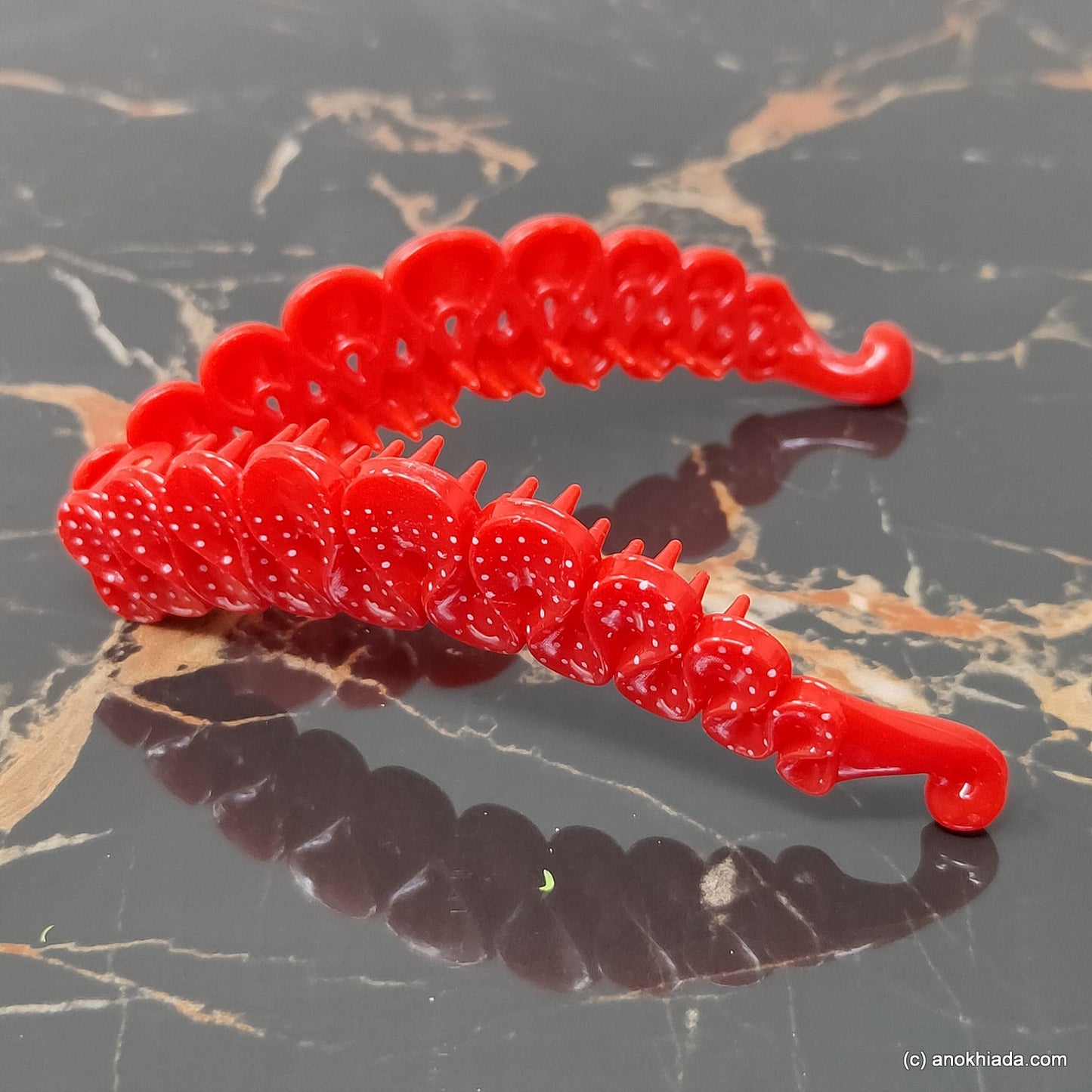 Ruffle Design Small Red Banana Hair Clip for Girls & Woman (98-15l Banana Hair Clips)