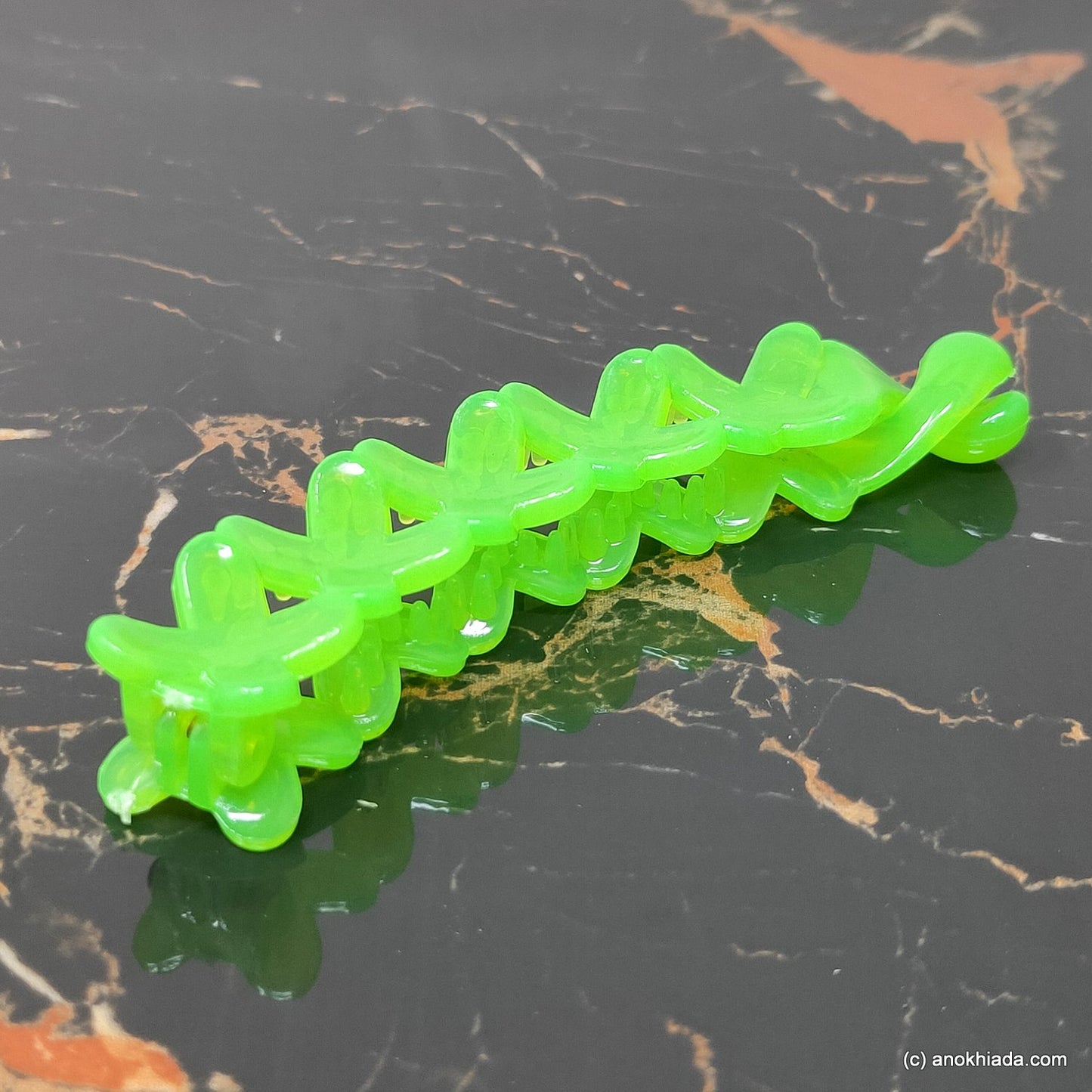 Criss Cross Translucent Design Small Green Banana Hair Clip for Girls & Woman (98-17e Banana Hair Clips)