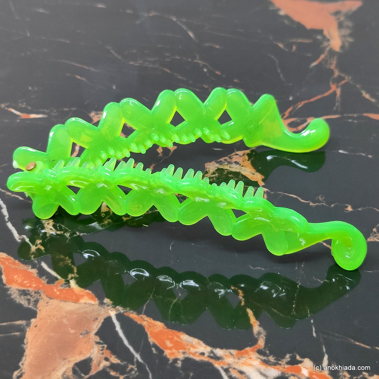 Criss Cross Translucent Design Small Green Banana Hair Clip for Girls & Woman (98-17e Banana Hair Clips)