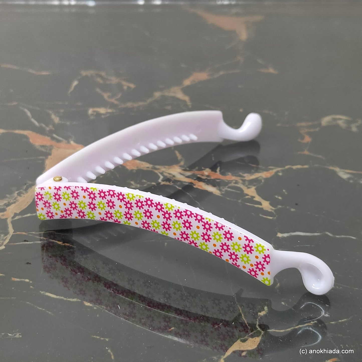 Floral Print Multi-Color Banana Hair Clip for Girls & Woman (Set of 6, 98-18 Banana Hair Clips)