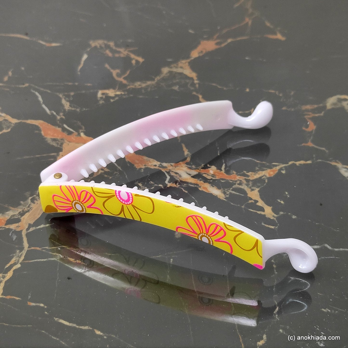 Floral Print Banana Hair Clip for Girls & Woman (98-20a Banana Hair Clips)