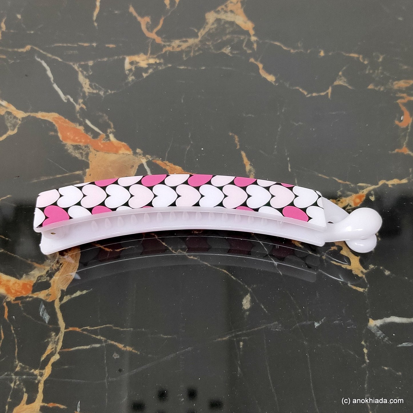 Heart Print Banana Hair Clip for Girls & Woman (98-21b Banana Hair Clips)