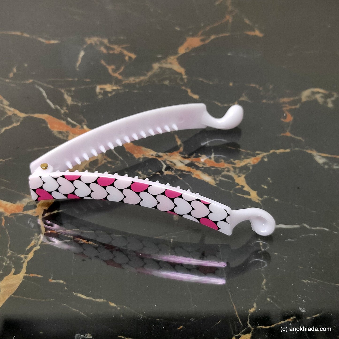 Heart Print Banana Hair Clip for Girls & Woman (98-21b Banana Hair Clips)