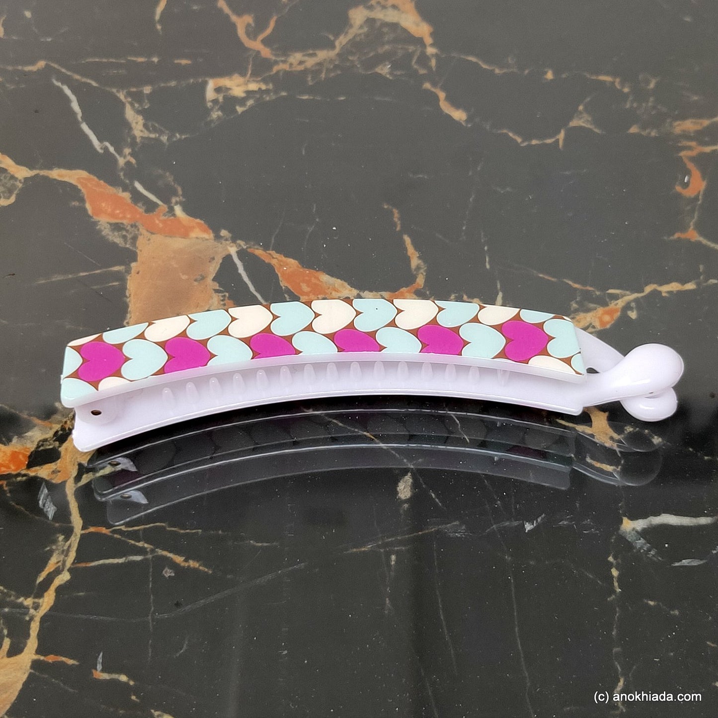 Heart Print Banana Hair Clip for Girls & Woman (98-21c Banana Hair Clips)