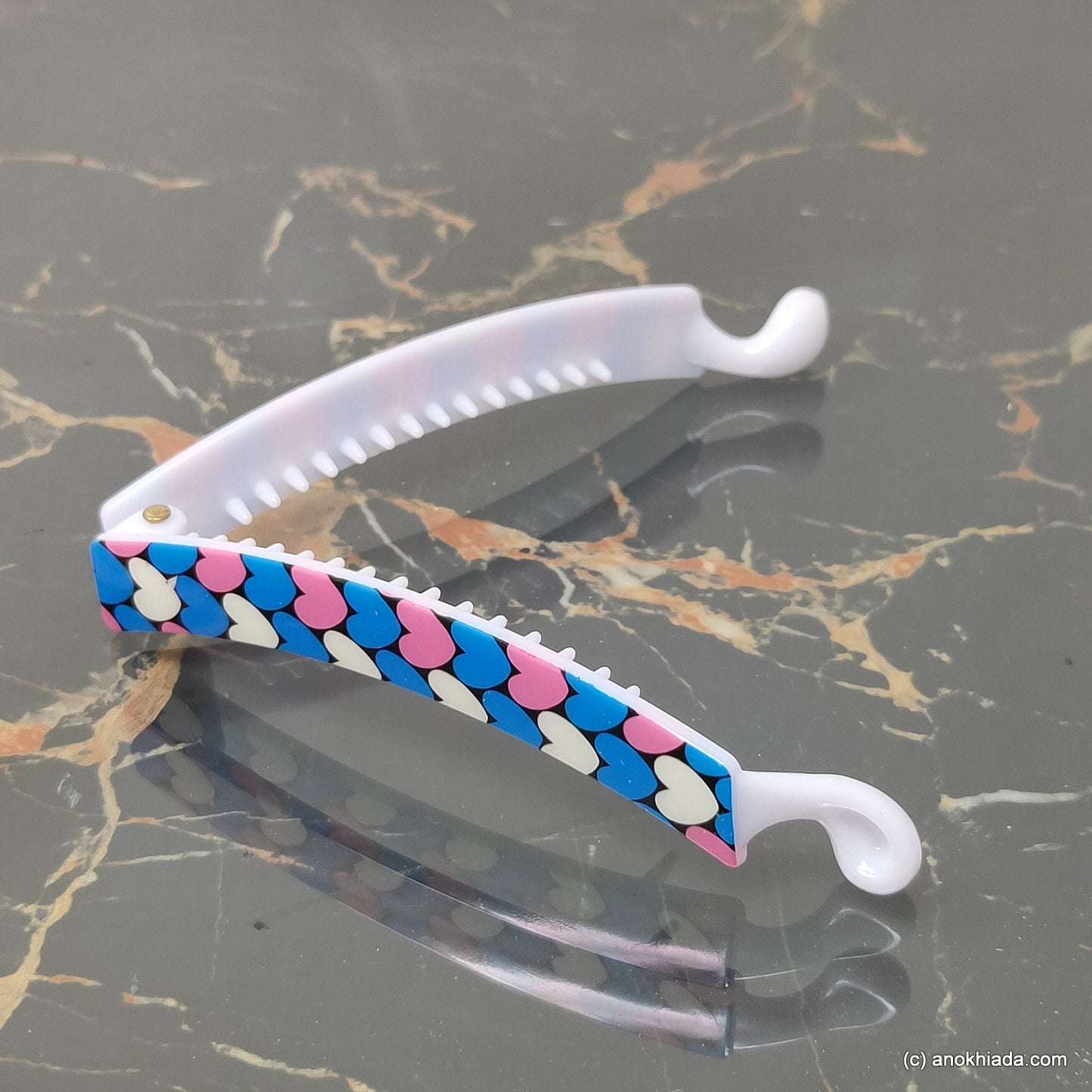 Heart Print Banana Hair Clip for Girls & Woman (98-21d Banana Hair Clips)