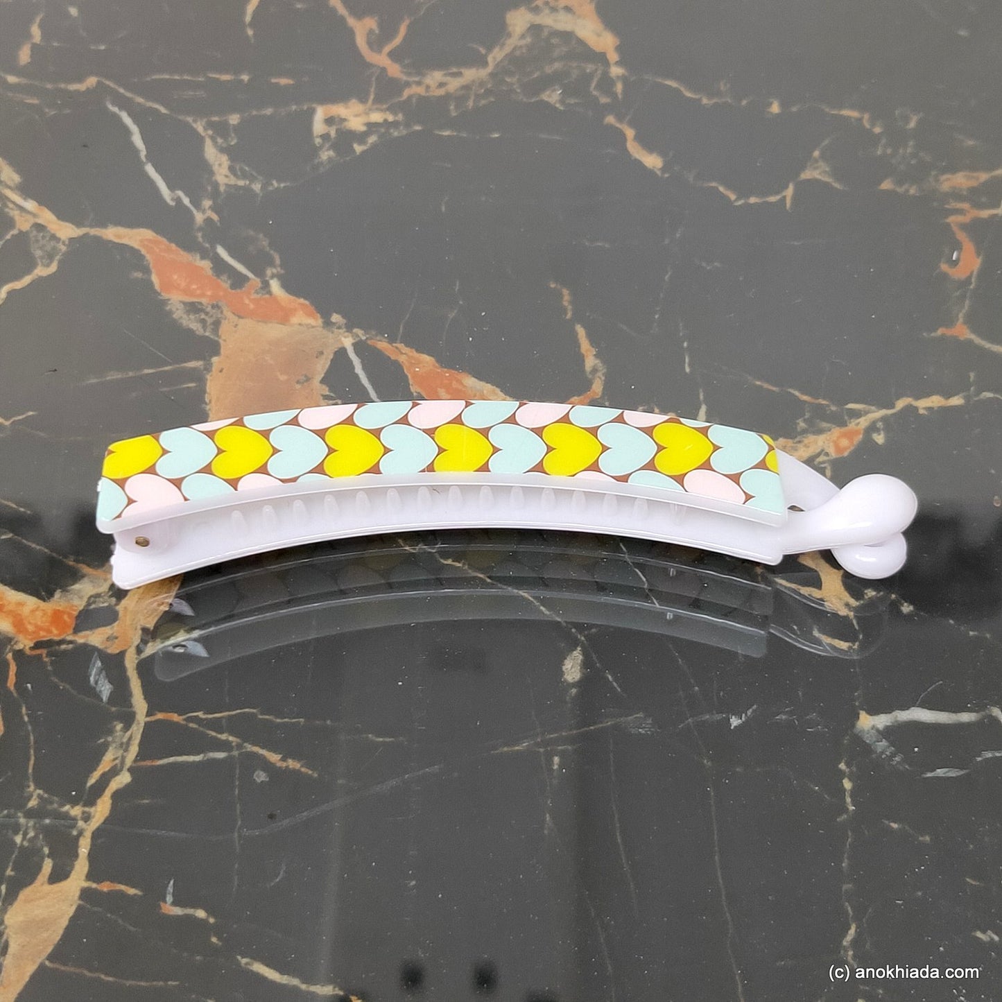 Heart Print Banana Hair Clip for Girls & Woman (98-21e Banana Hair Clips)