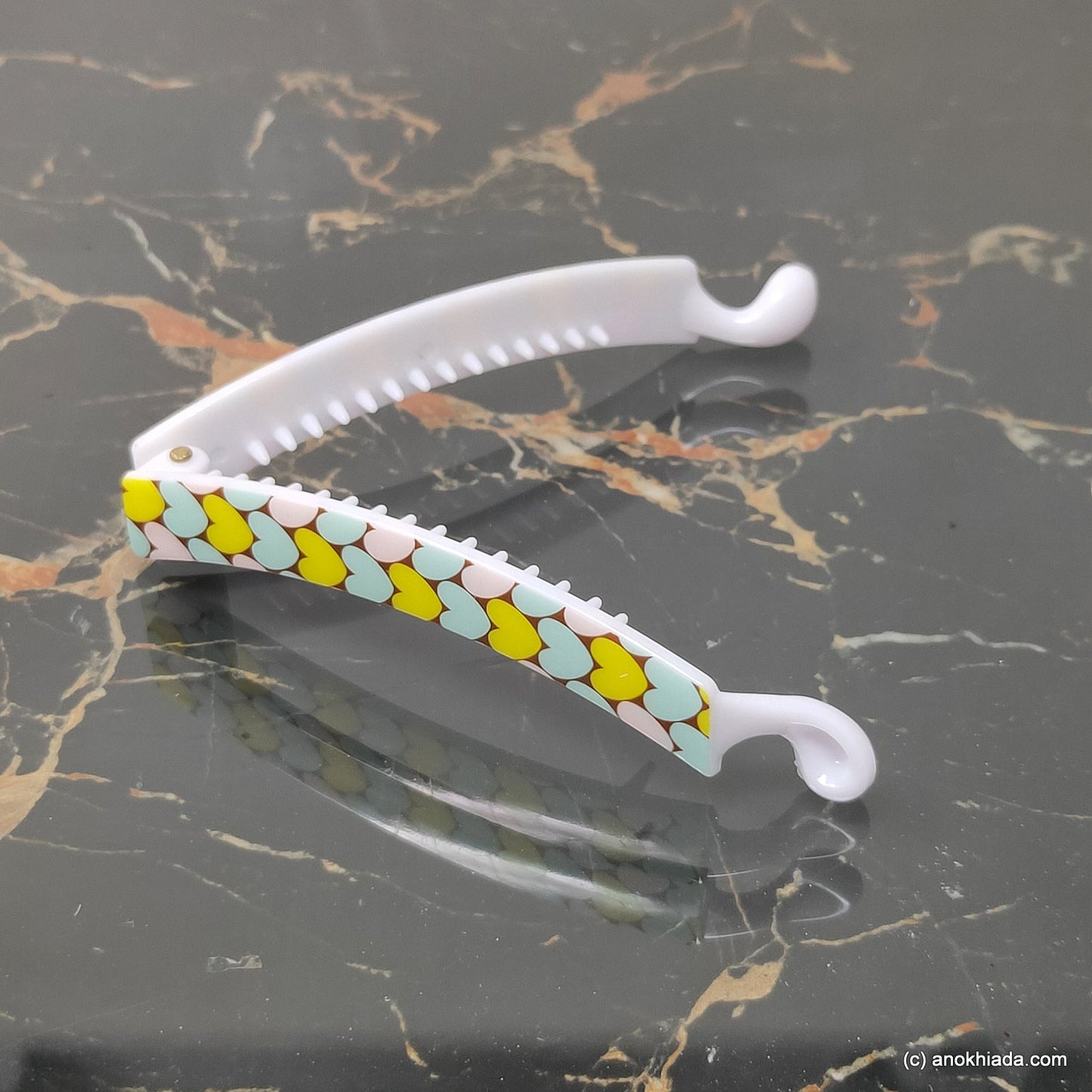 Heart Print Banana Hair Clip for Girls & Woman (98-21e Banana Hair Clips)