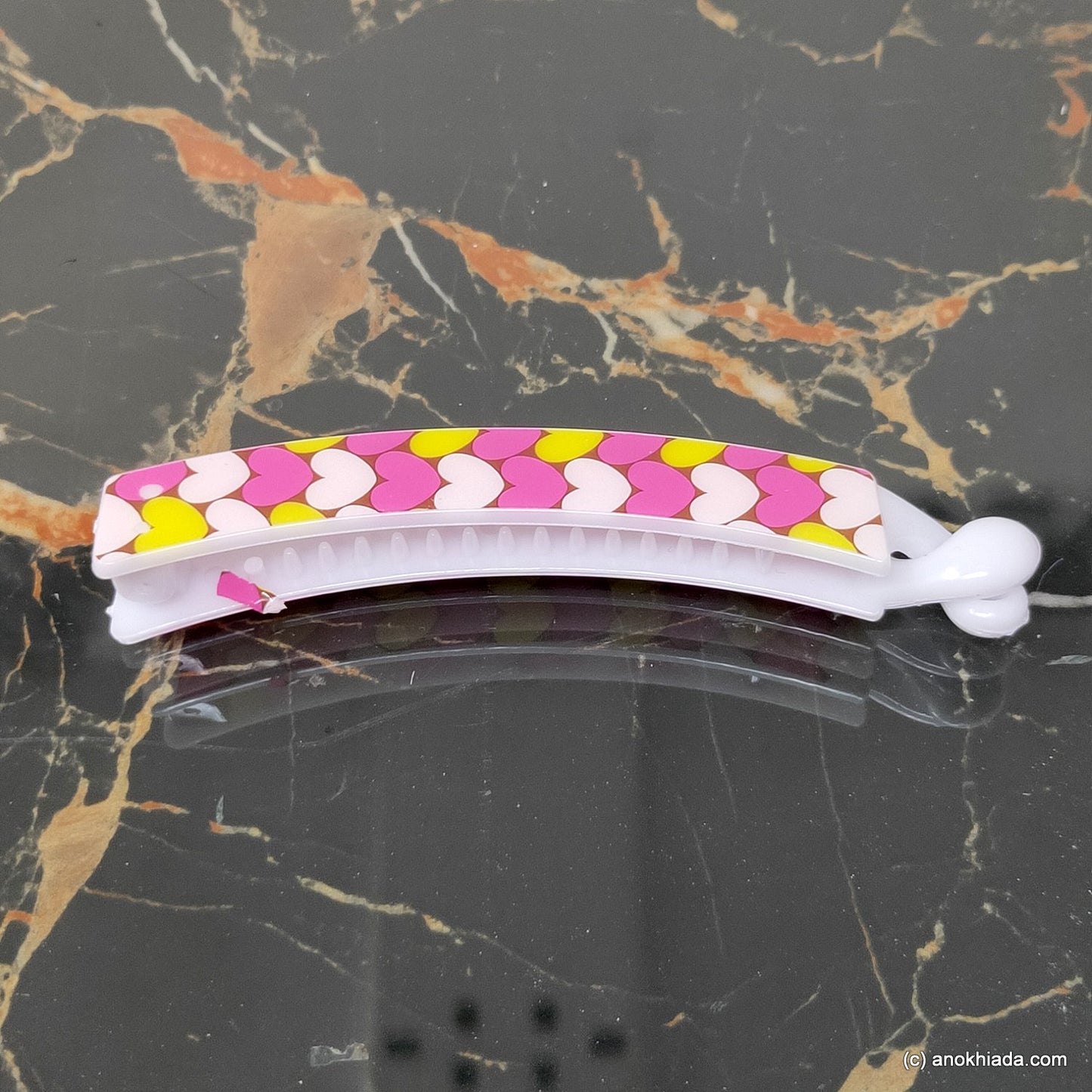 Heart Print Banana Hair Clip for Girls & Woman (98-21f Banana Hair Clips)