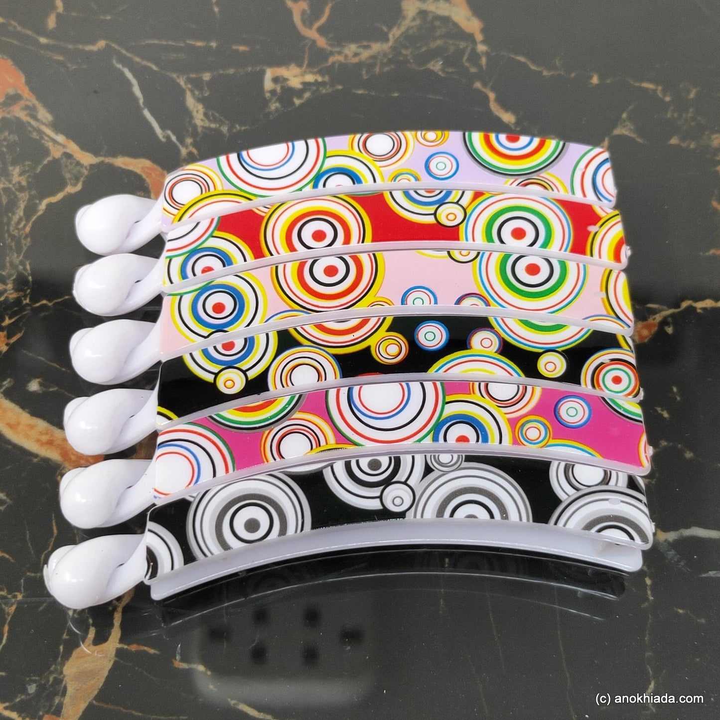 Textured Multi-Color Banana Hair Clip for Girls & Woman (Set of 6, 98-22 Banana Hair Clips)