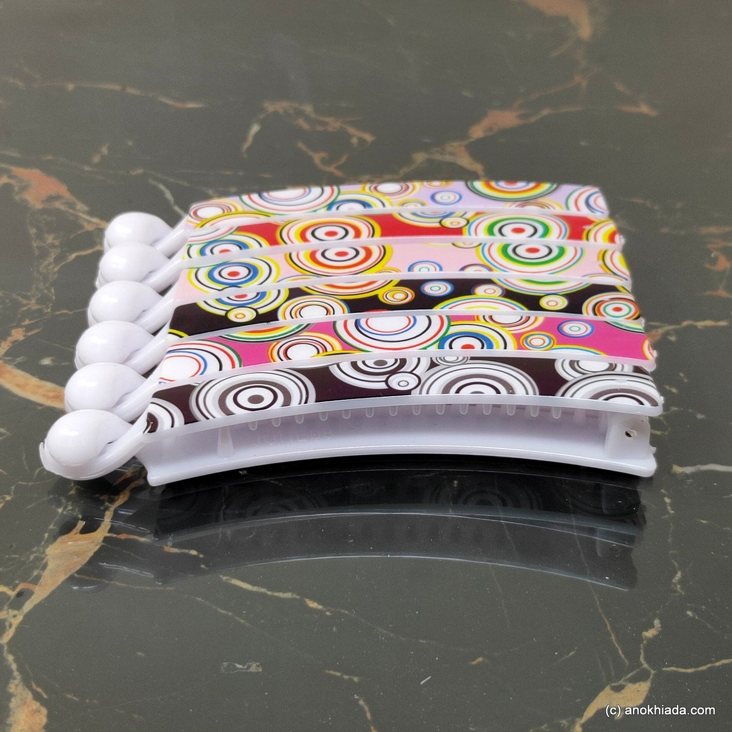 Textured Multi-Color Banana Hair Clip for Girls & Woman (Set of 6, 98-22 Banana Hair Clips)