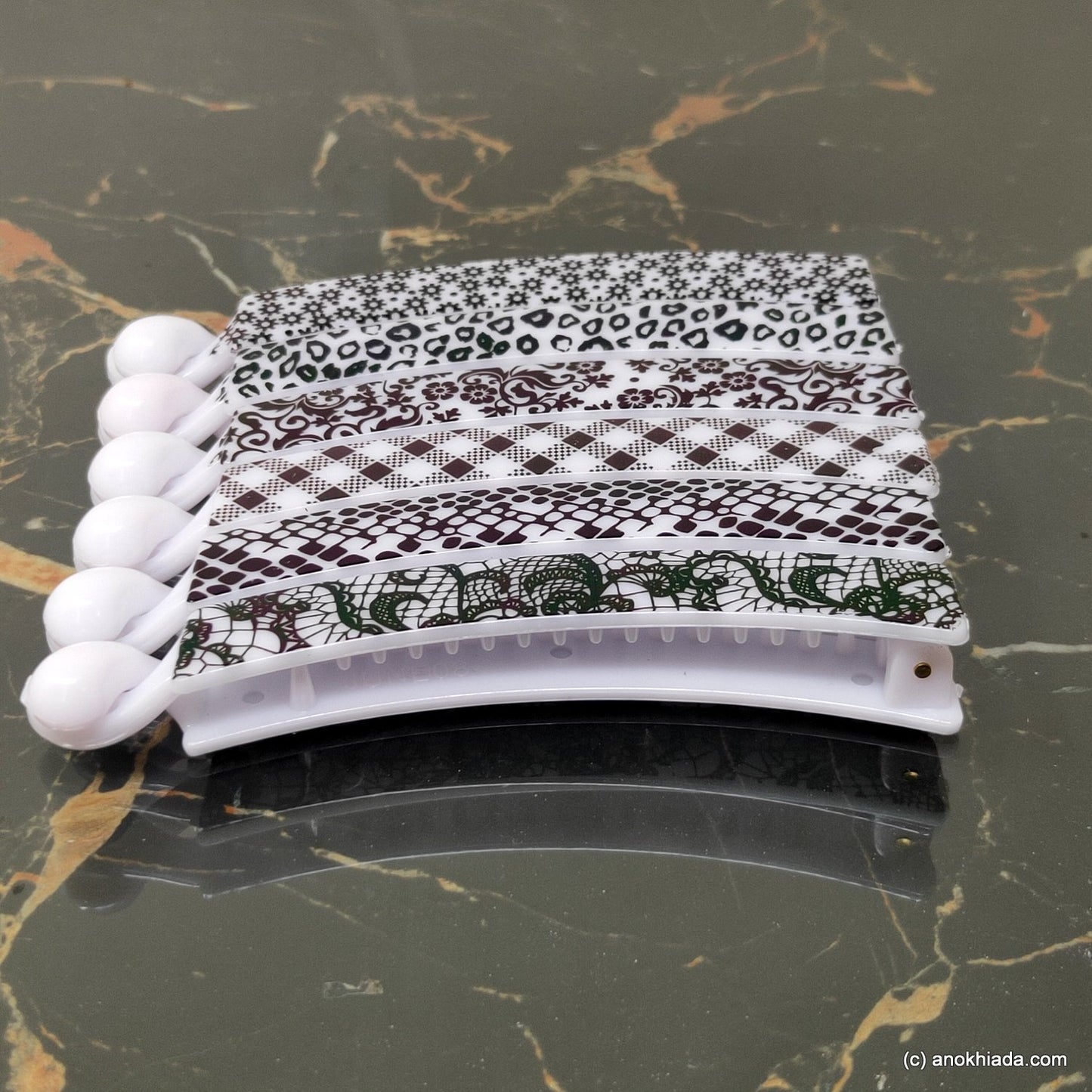 Multi Textured Banana Hair Clip for Girls & Woman (Set of 6, 98-24 Banana Hair Clips)