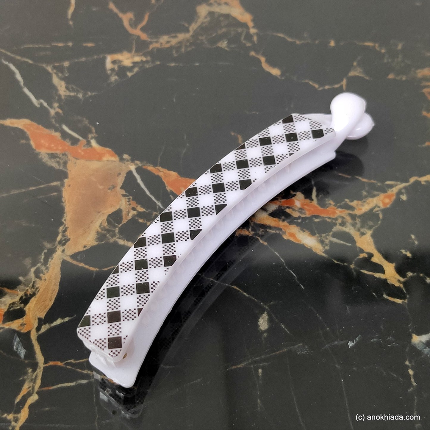 Checkered Box Printed Banana Hair Clip for Girls & Woman (98-24d Banana Hair Clips)
