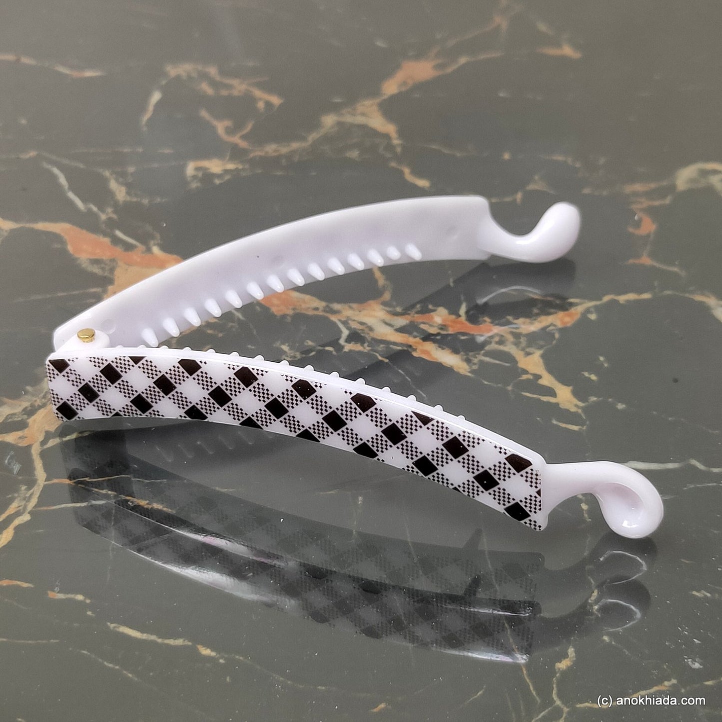Checkered Box Printed Banana Hair Clip for Girls & Woman (98-24d Banana Hair Clips)