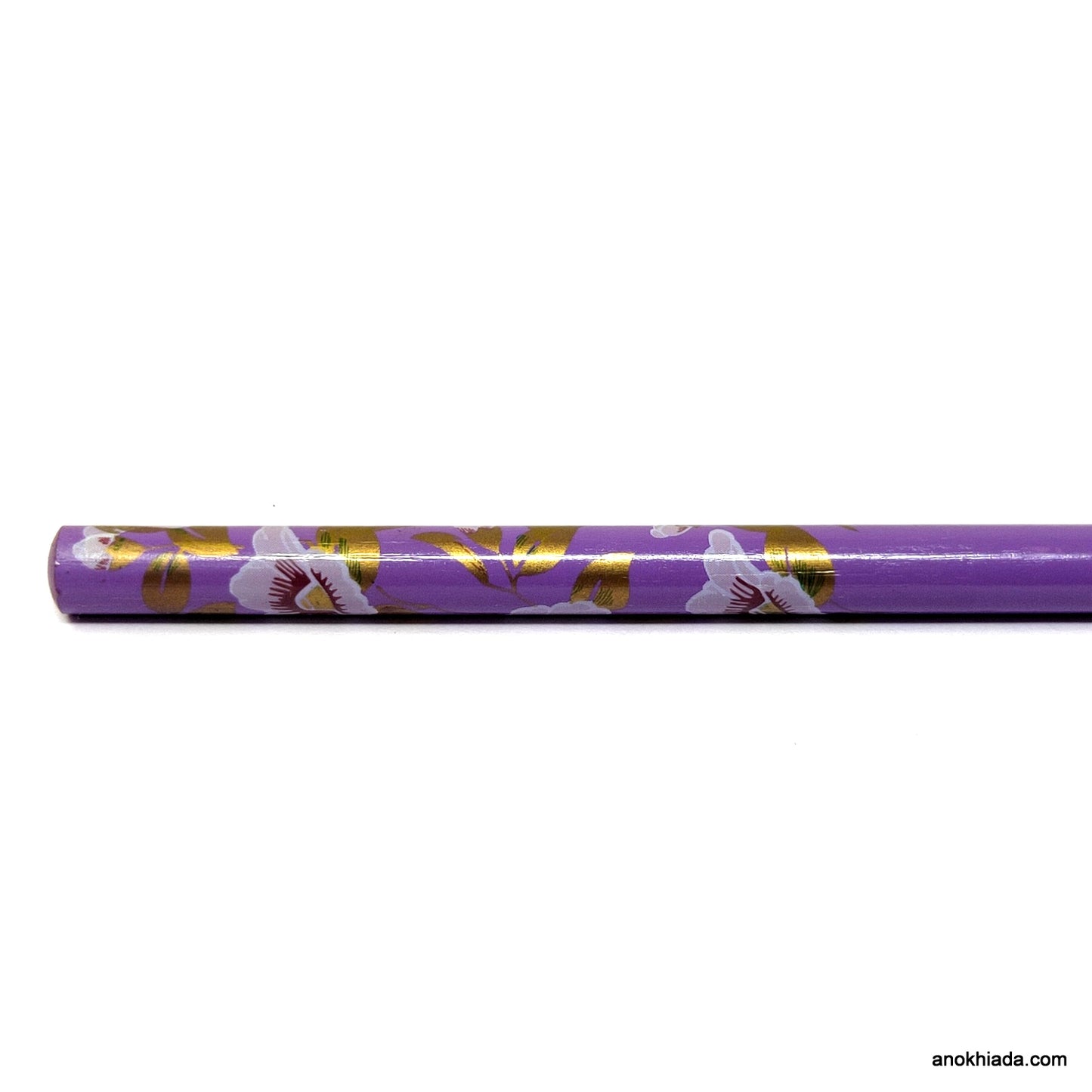 Anokhi Ada Flower Print Purple Wooden Juda Stick/Bun Stick - (99-17A Juda Stick)
