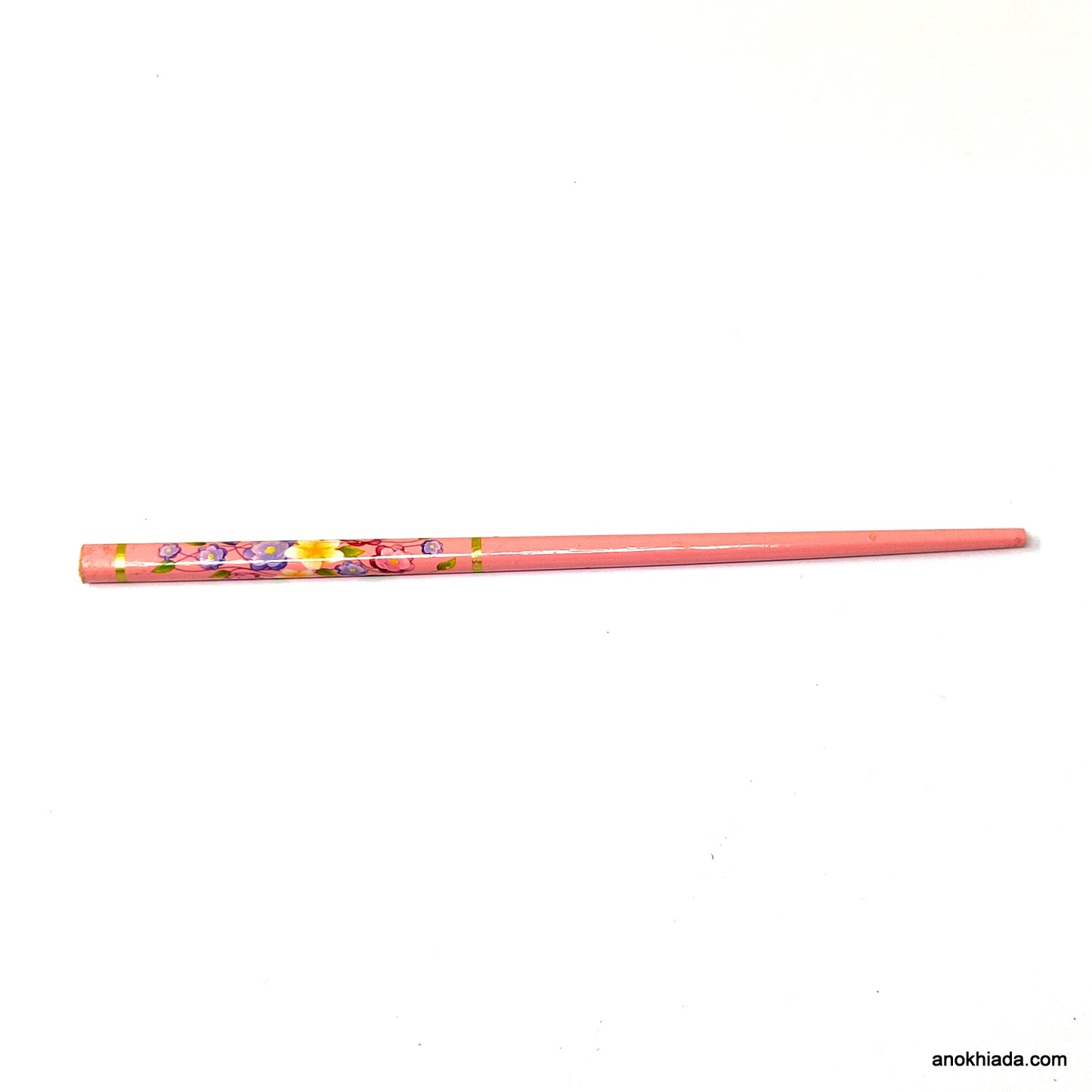 Anokhi Ada Floral Print Wooden Pink Juda Stick/Bun Stick - (99-23 Juda Stick)