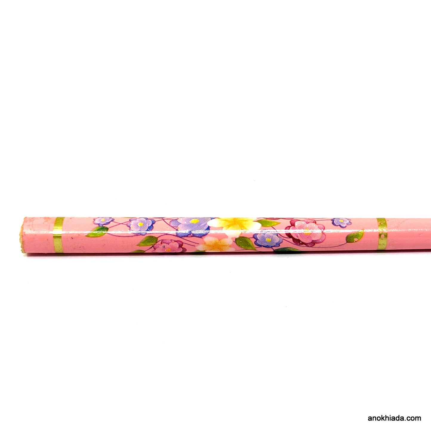 Anokhi Ada Floral Print Wooden Pink Juda Stick/Bun Stick - (99-23 Juda Stick)